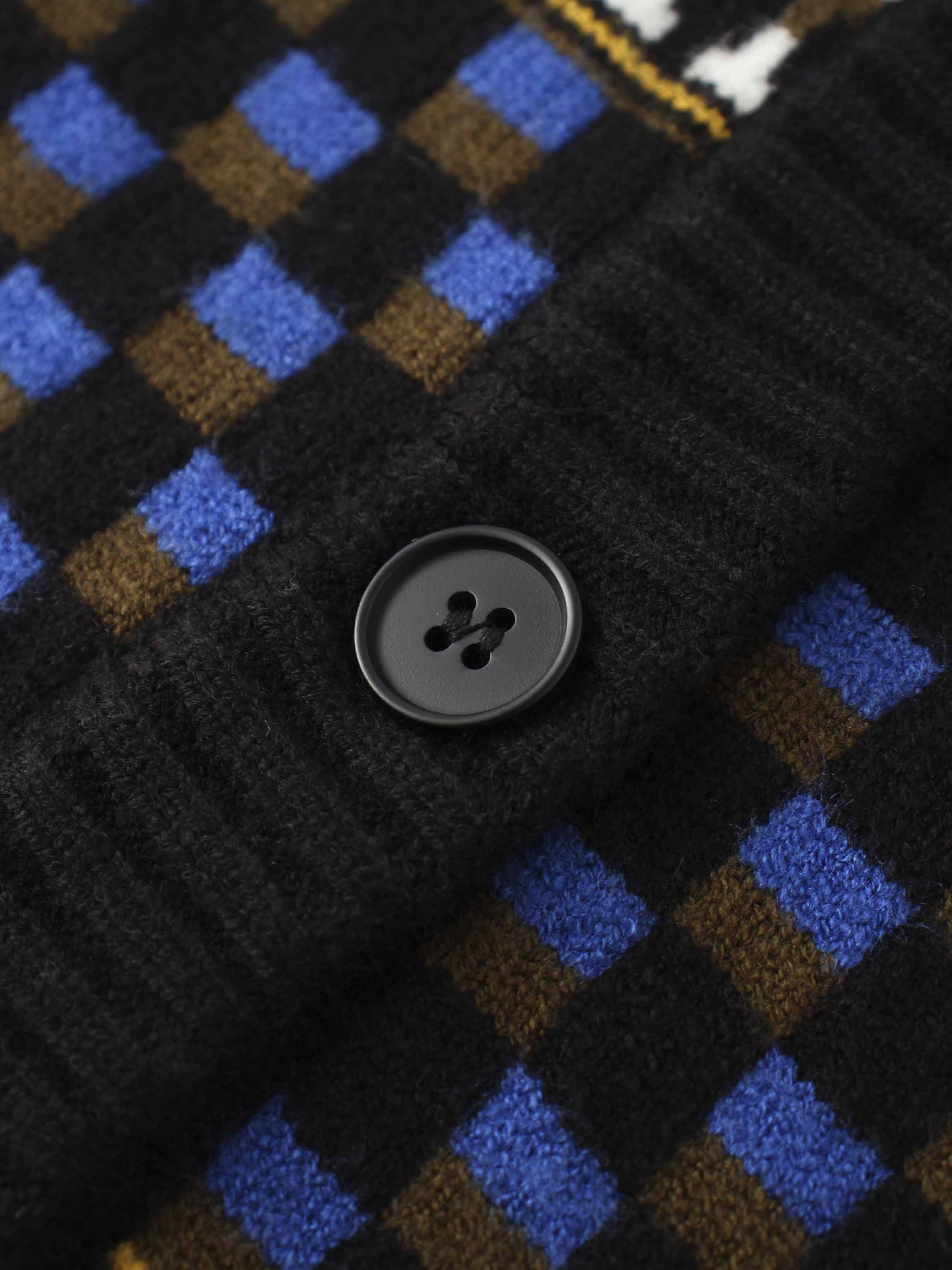 Mix Media Crew Neck Cardigan-Blue/Olive/Black