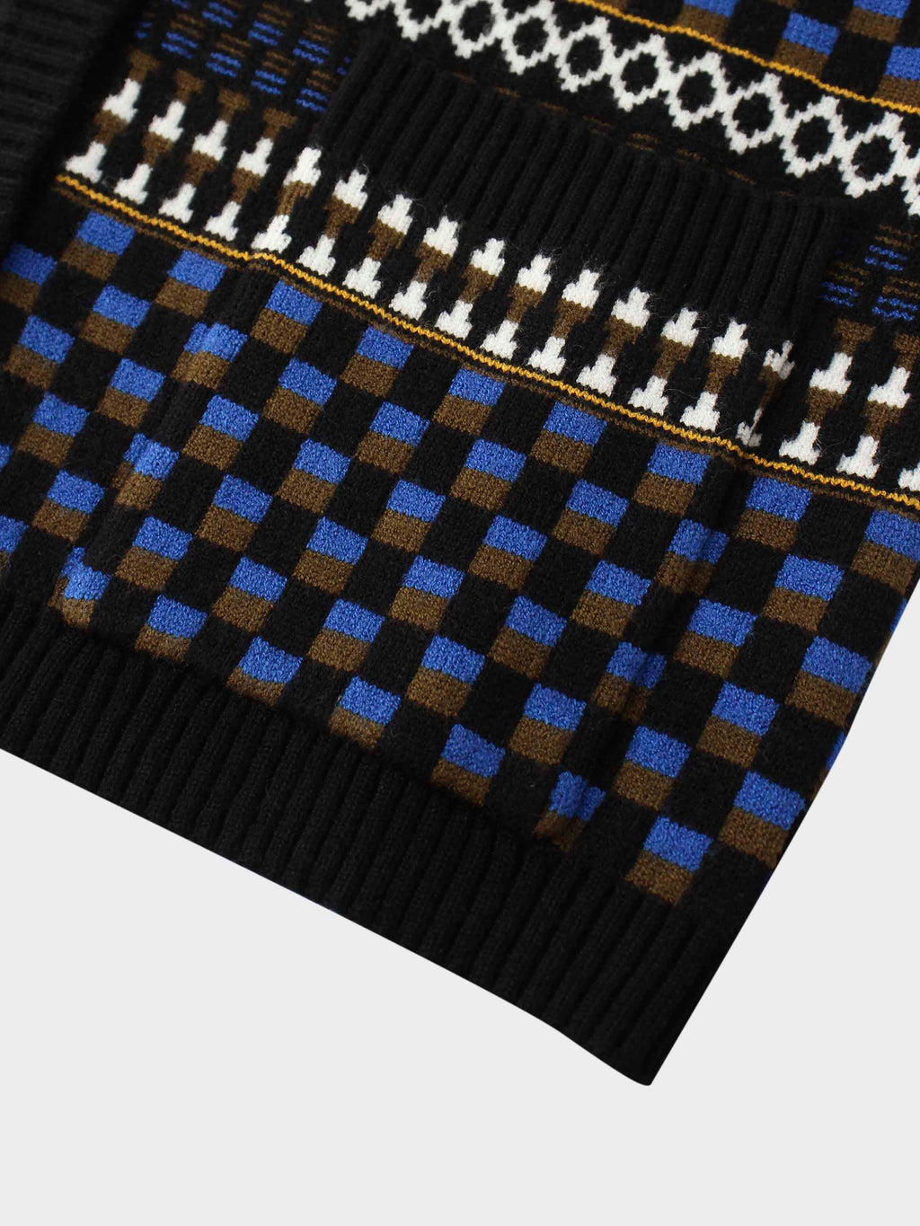 Mix Media Crew Neck Cardigan-Blue/Olive/Black