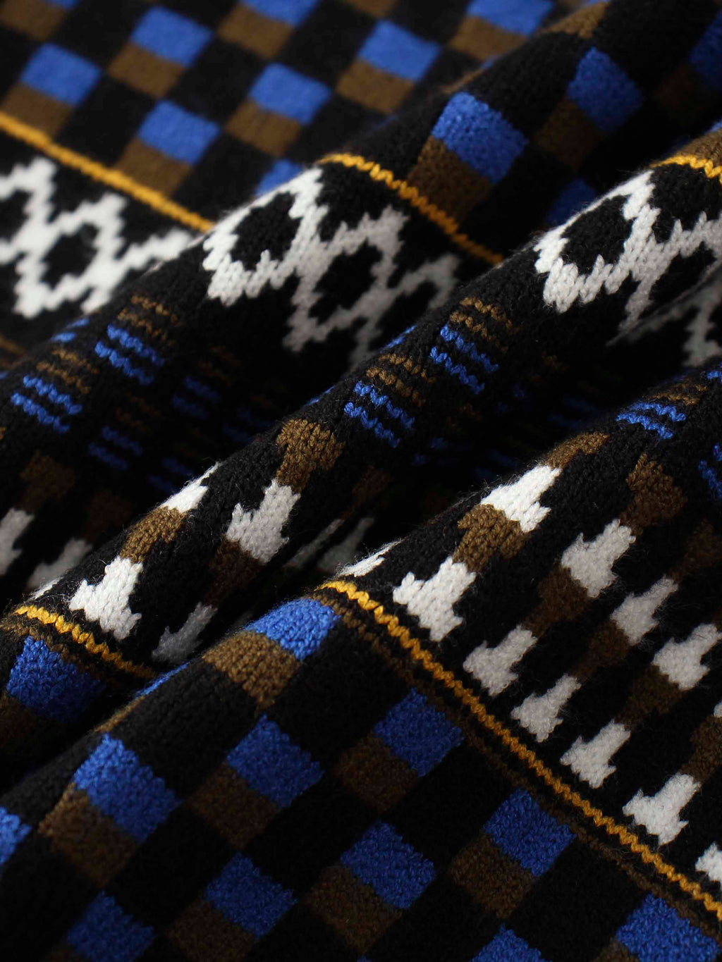 Mix Media Crew Neck Cardigan-Blue/Olive/Black