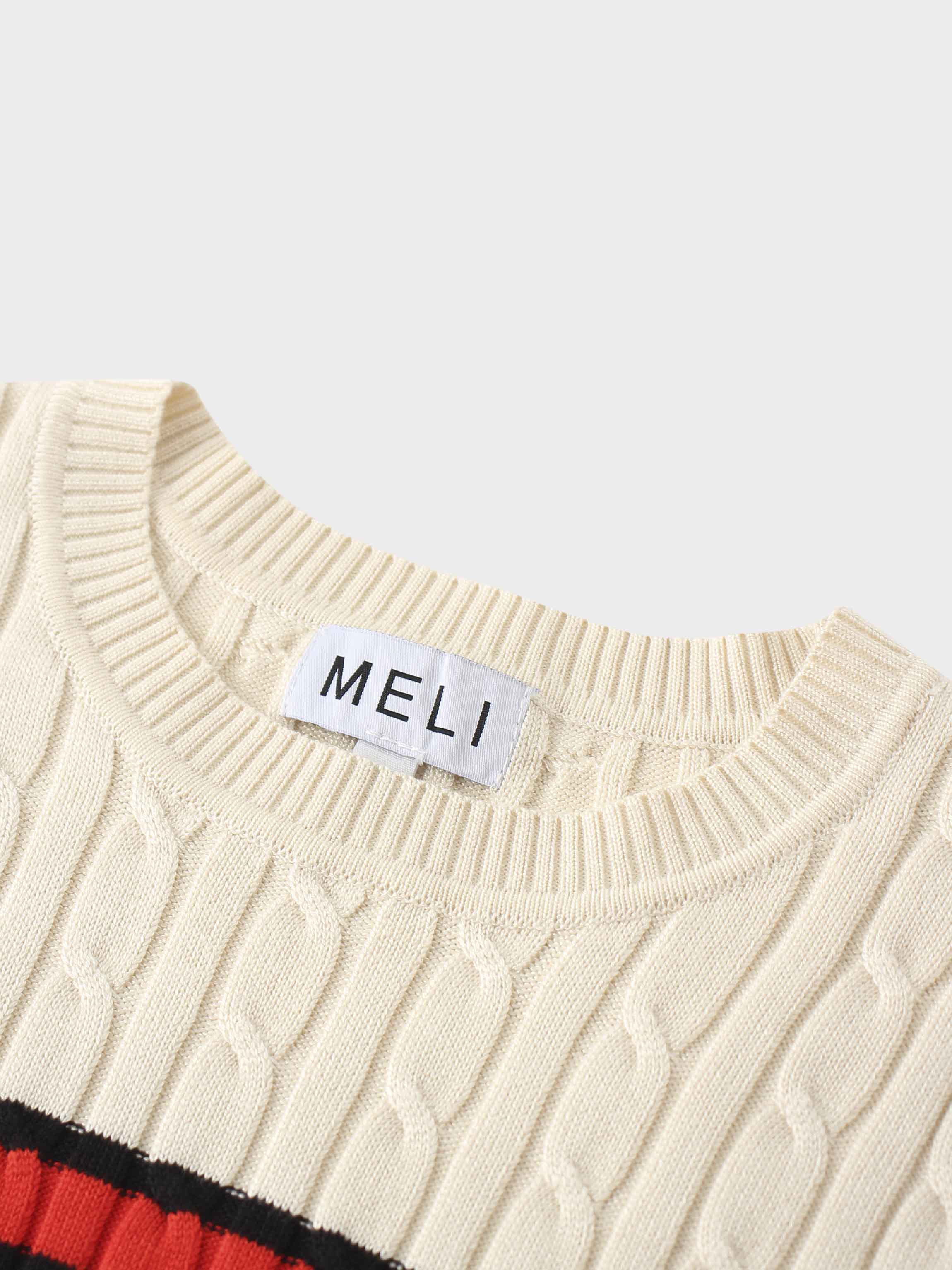 Striped Cable Sweater-Cream Stripe