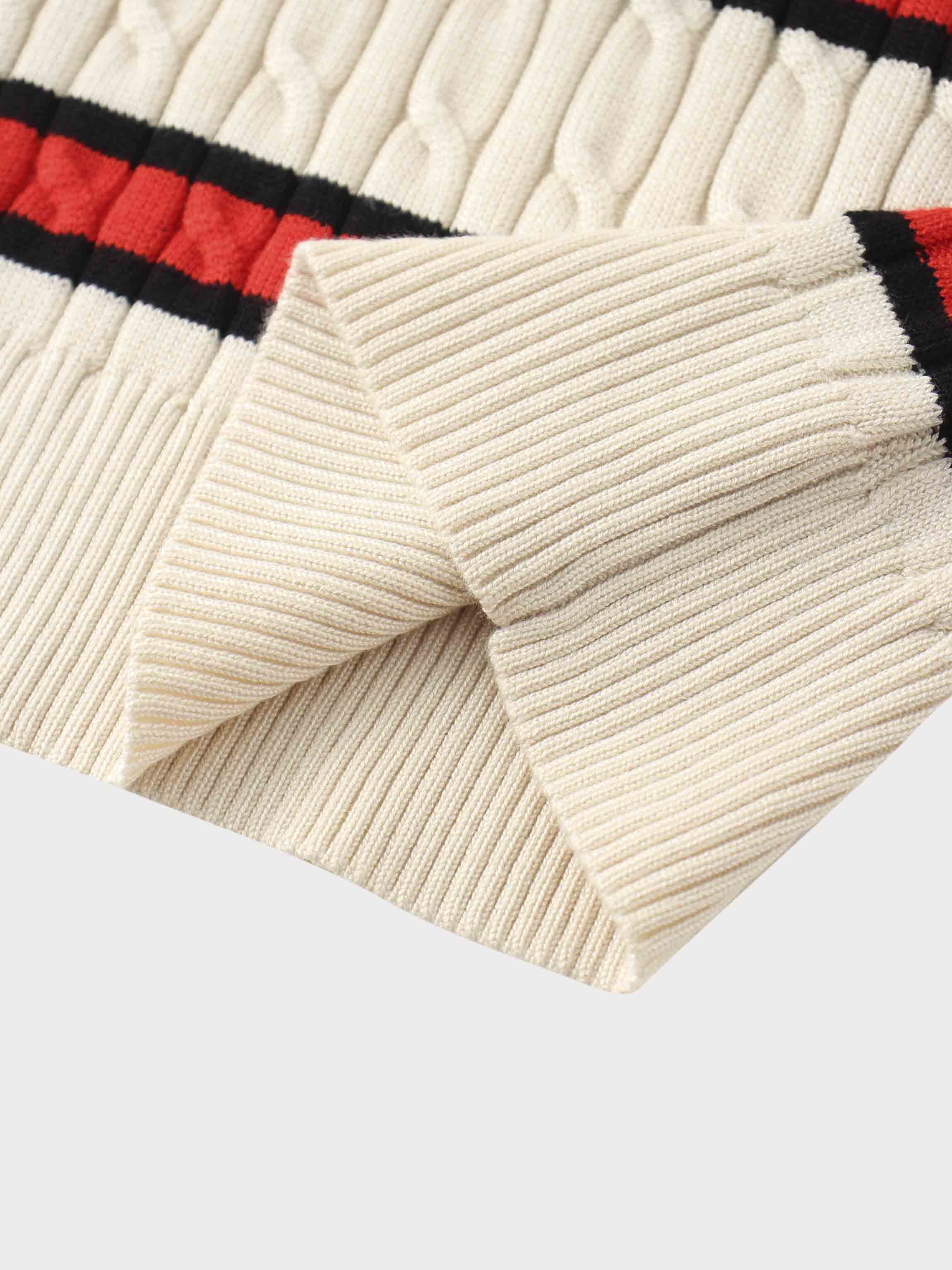 Striped Cable Sweater-Cream Stripe