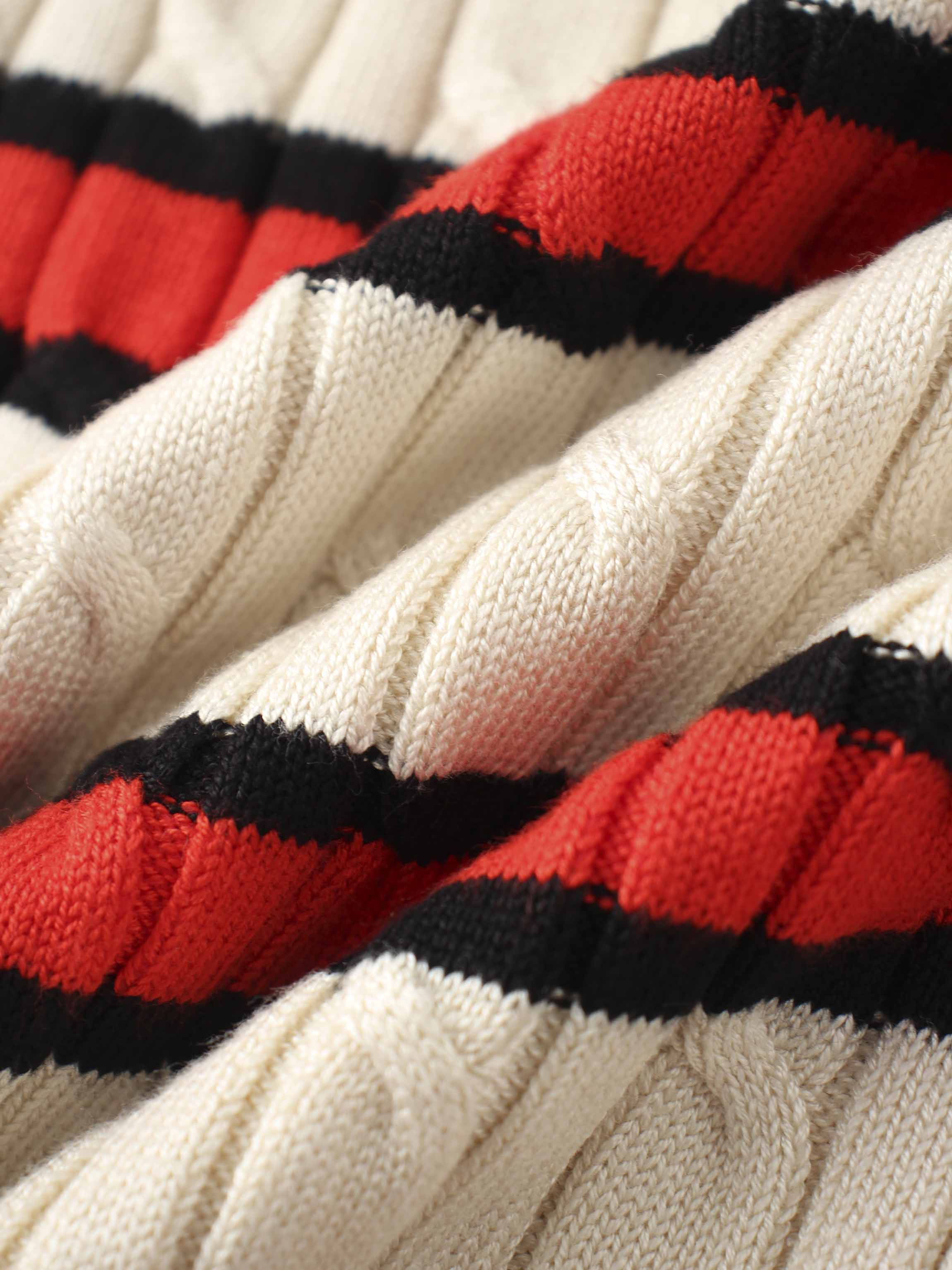 Striped Cable Sweater-Cream Stripe