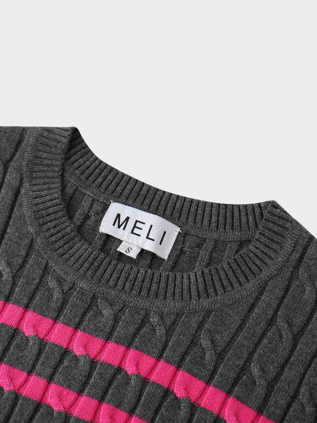 Striped Cable Sweater-Grey Stripe