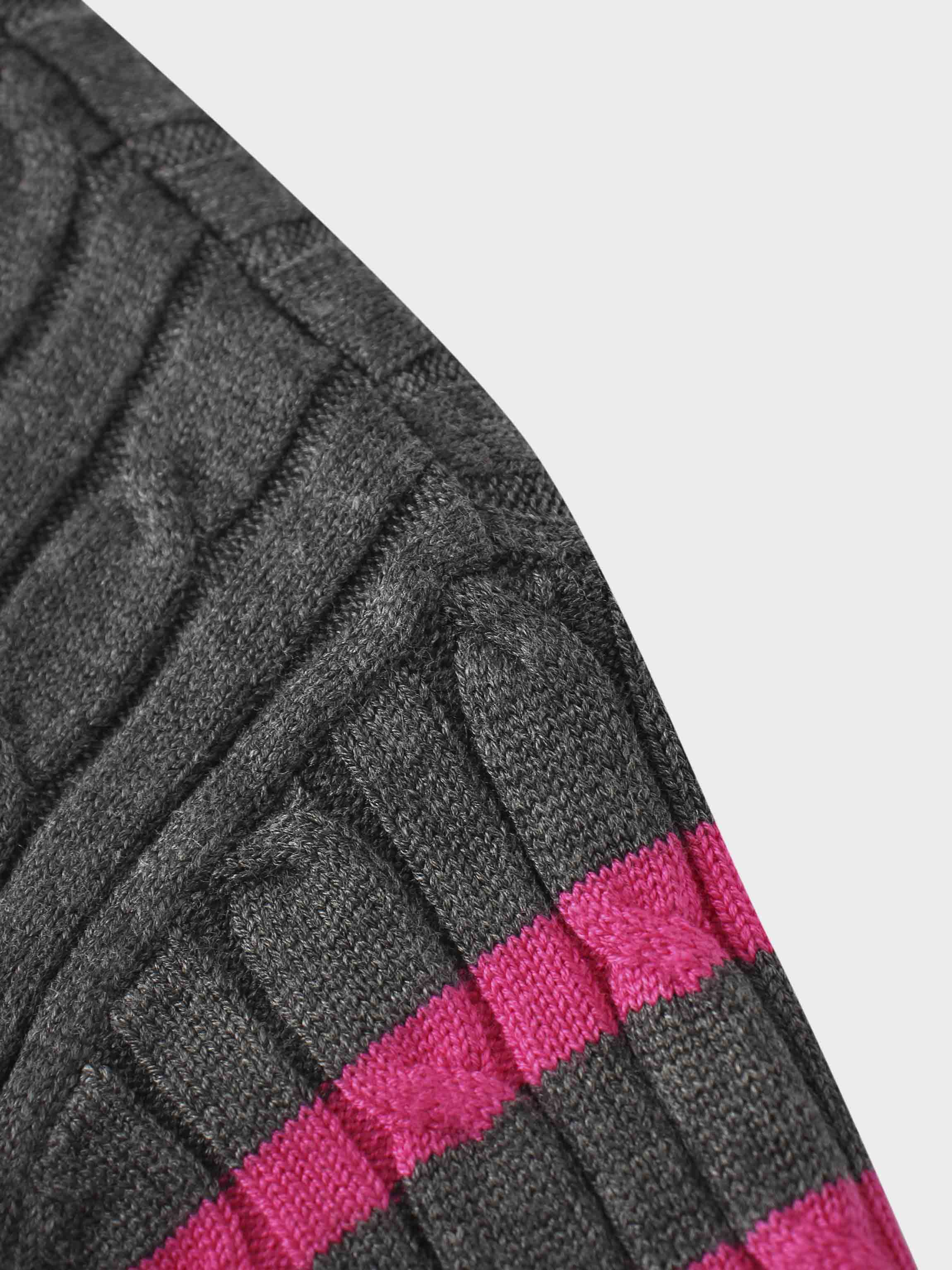 Striped Cable Sweater-Grey Stripe