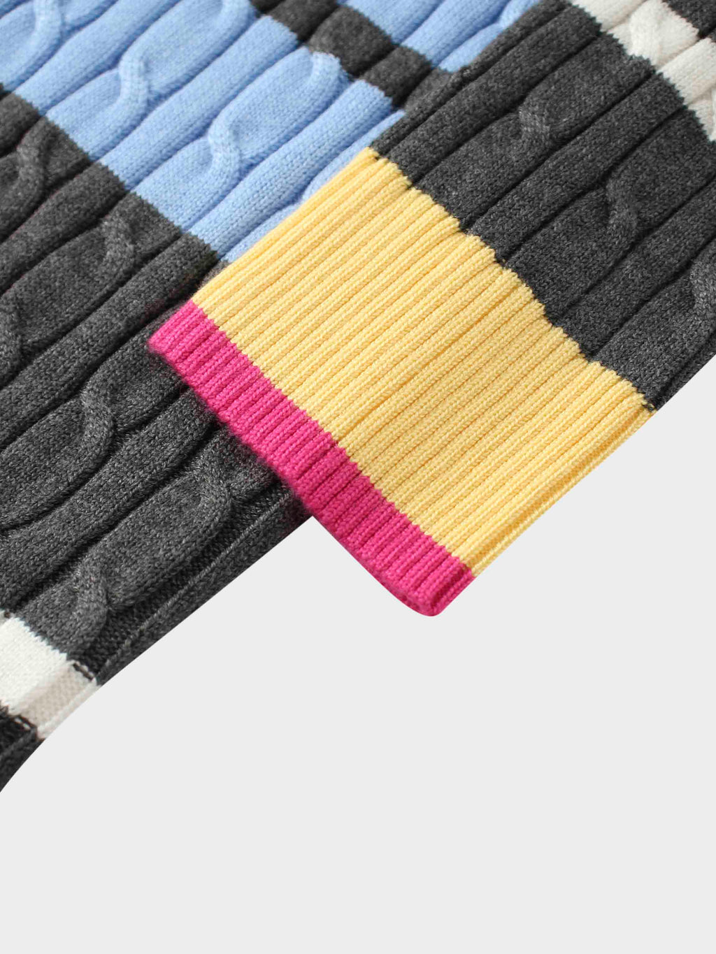 Striped Cable Sweater-Grey Stripe