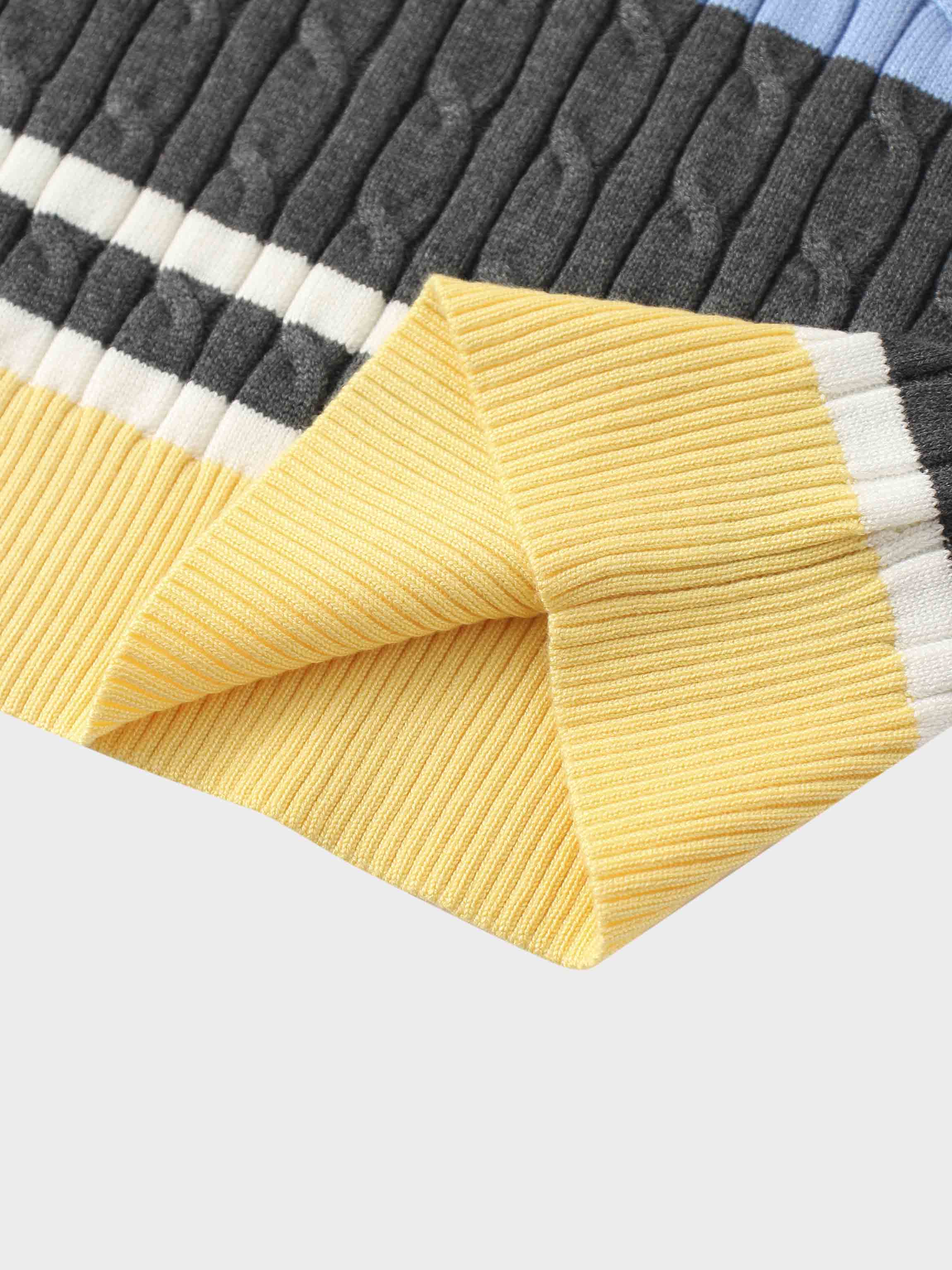 Striped Cable Sweater-Grey Stripe