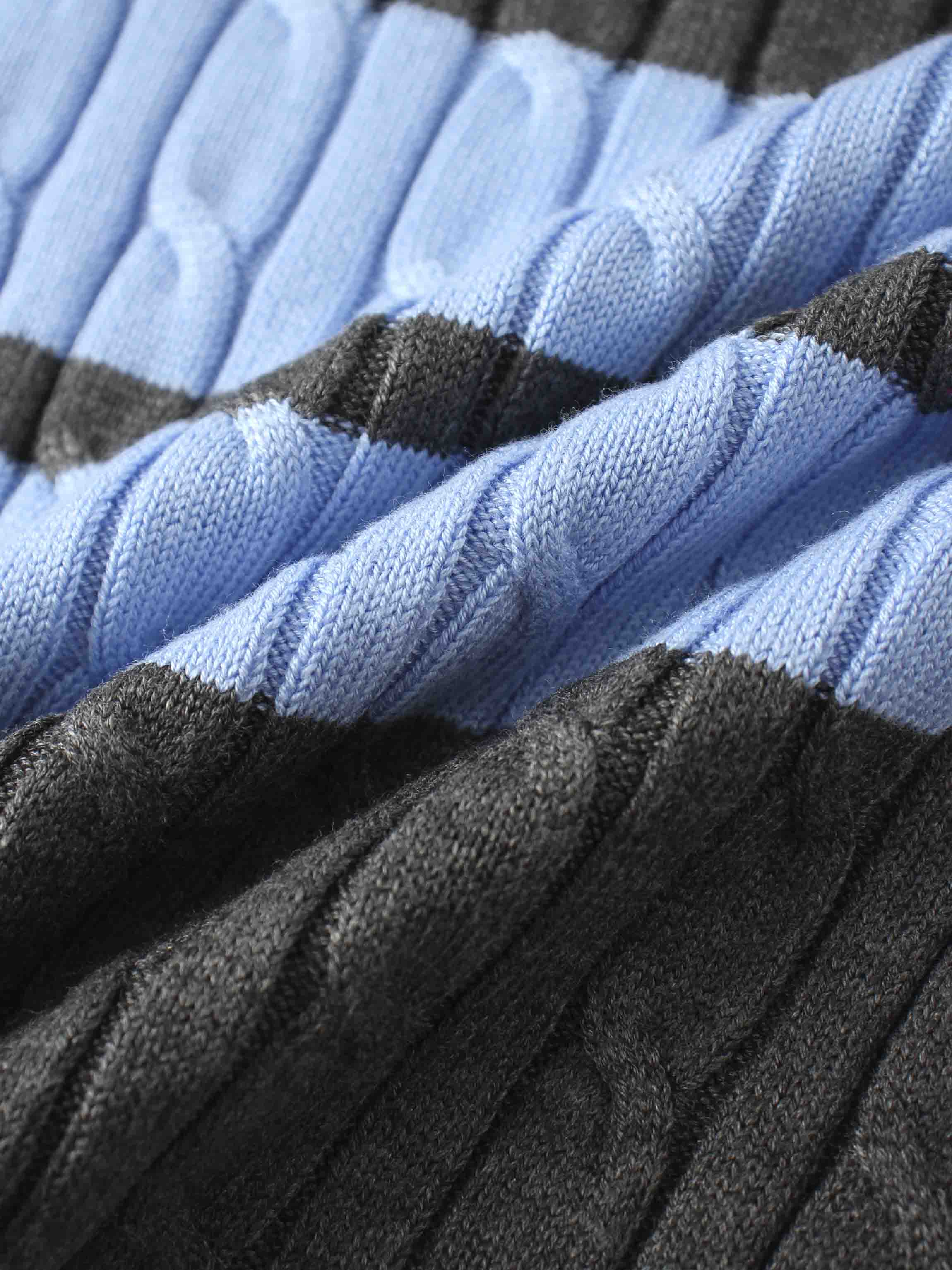 Striped Cable Sweater-Grey Stripe