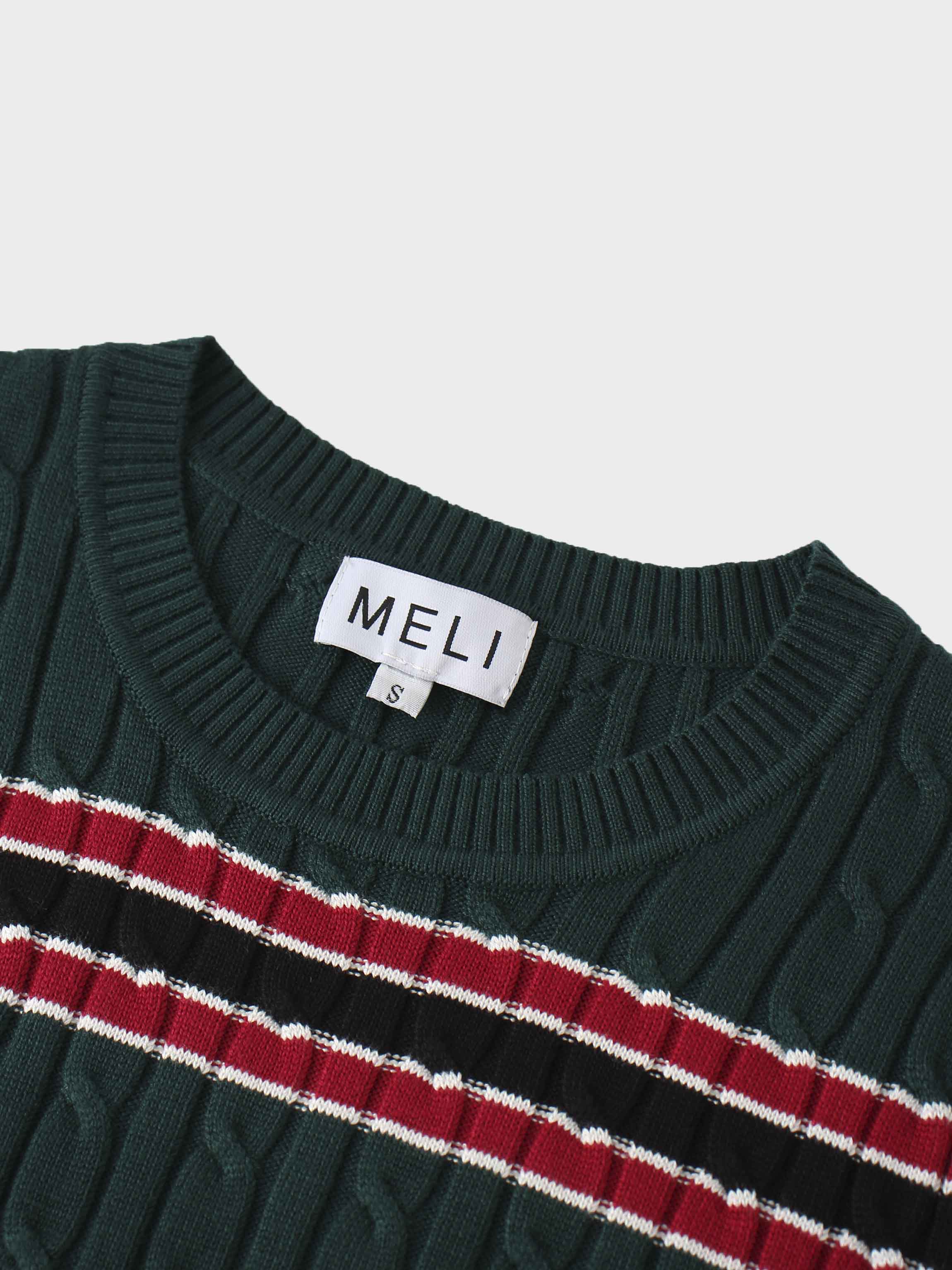 Striped Cable Sweater-Green Stripe