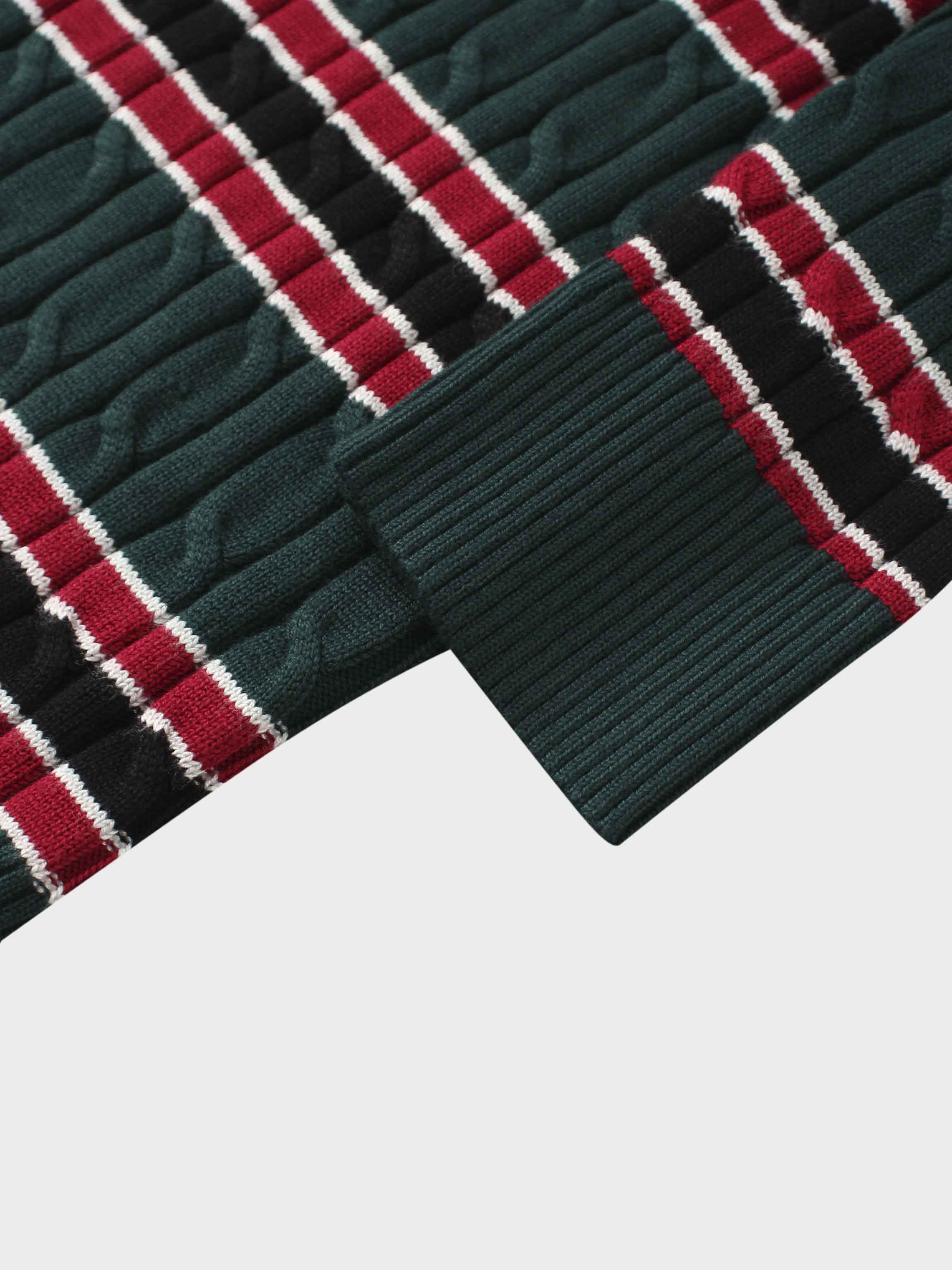 Striped Cable Sweater-Green Stripe