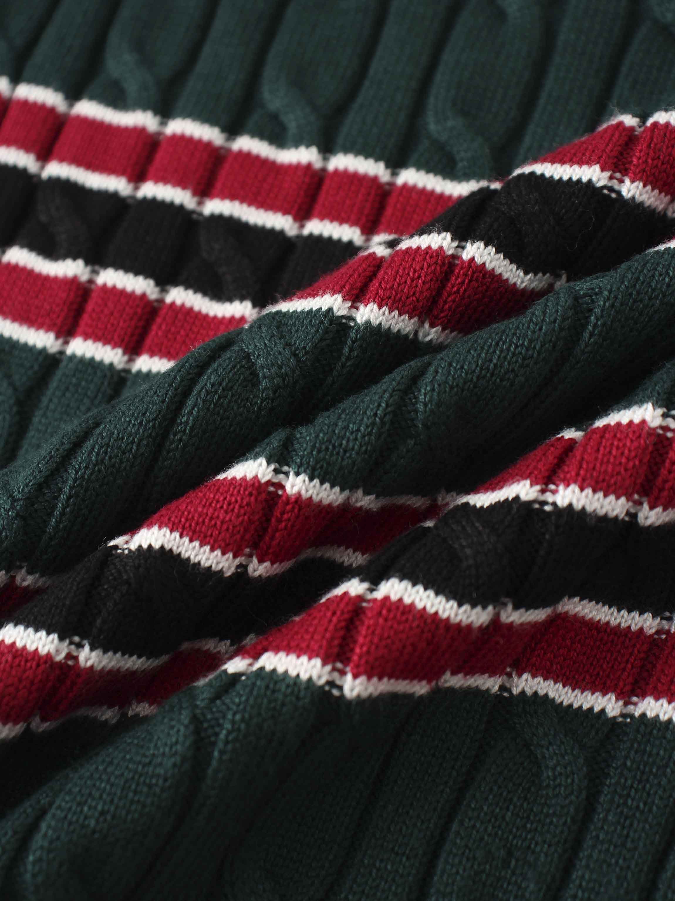 Striped Cable Sweater-Green Stripe