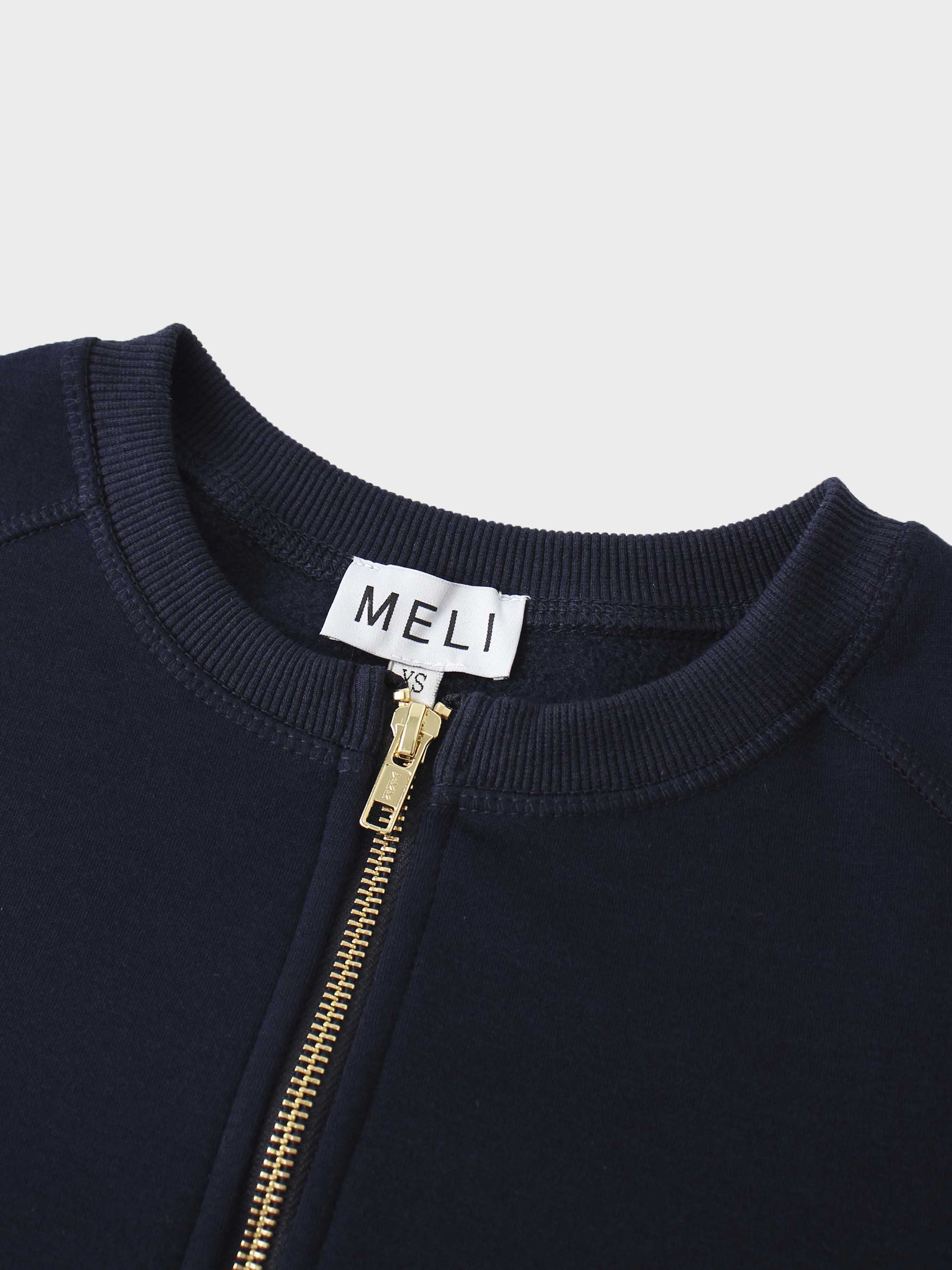 Zip Up Bomber Sweatshirt-Navy