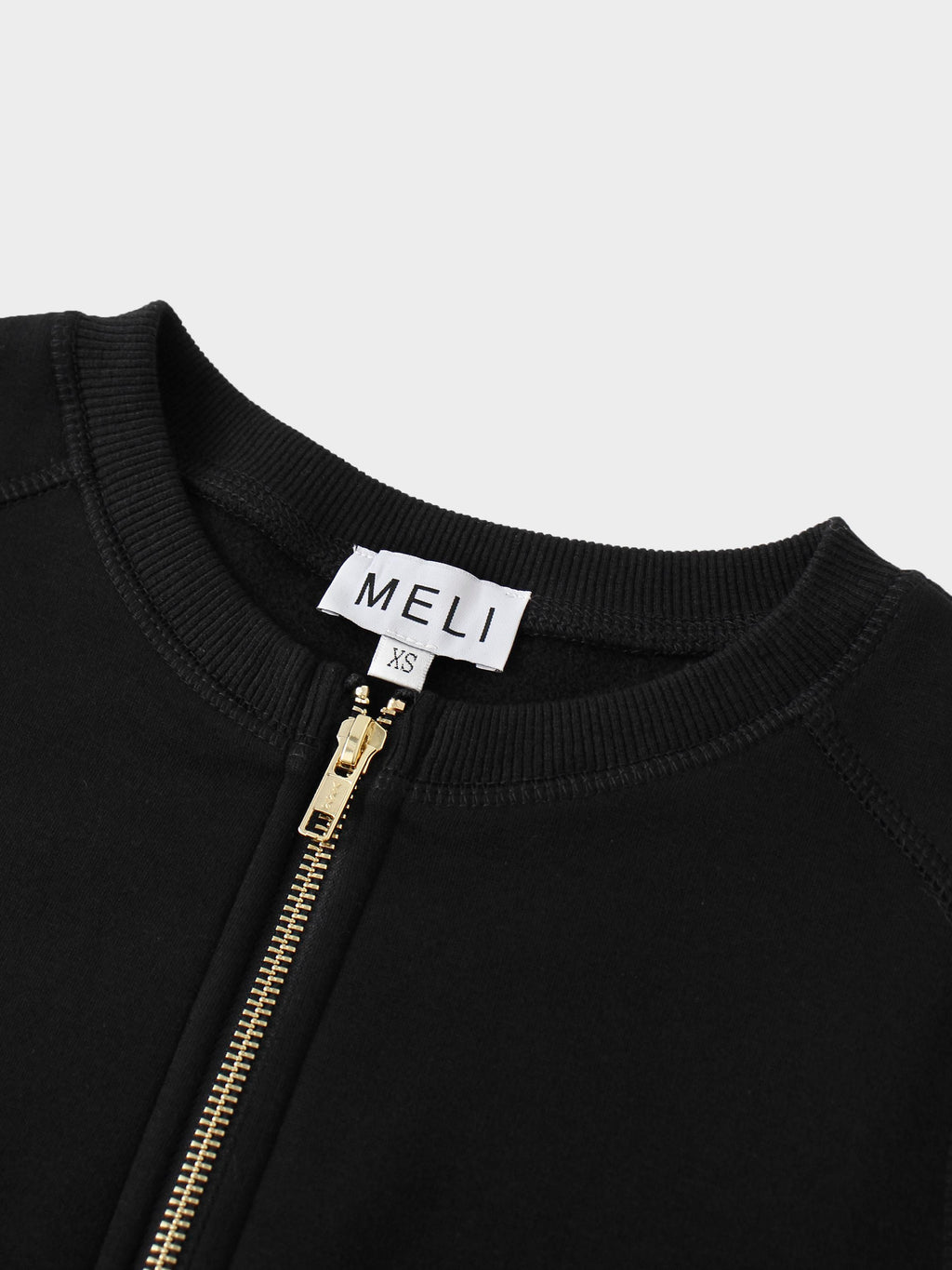 Zip Up Bomber Sweatshirt-Black