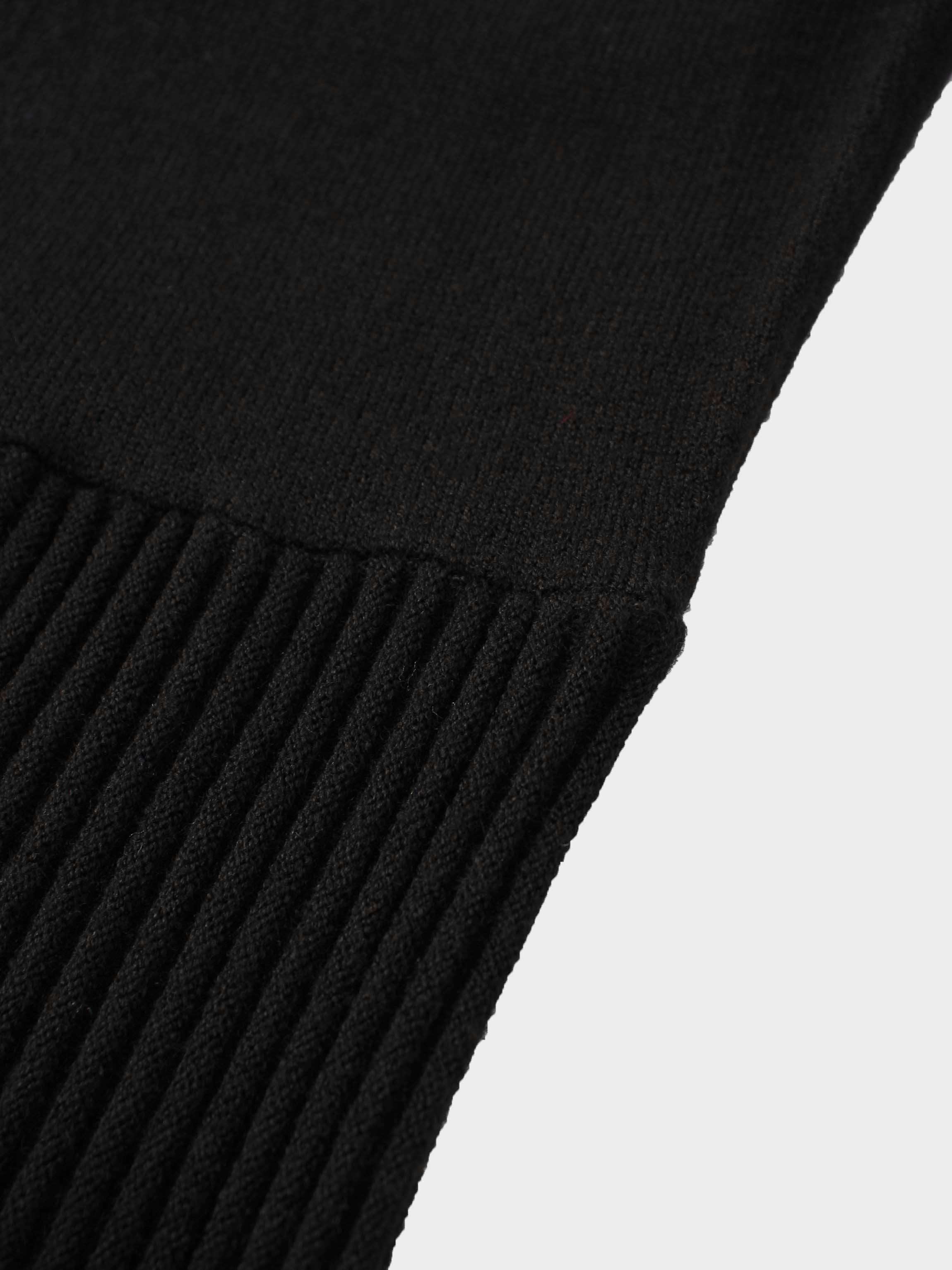 Knit Crop Sweater Dress Set-Black/Cream