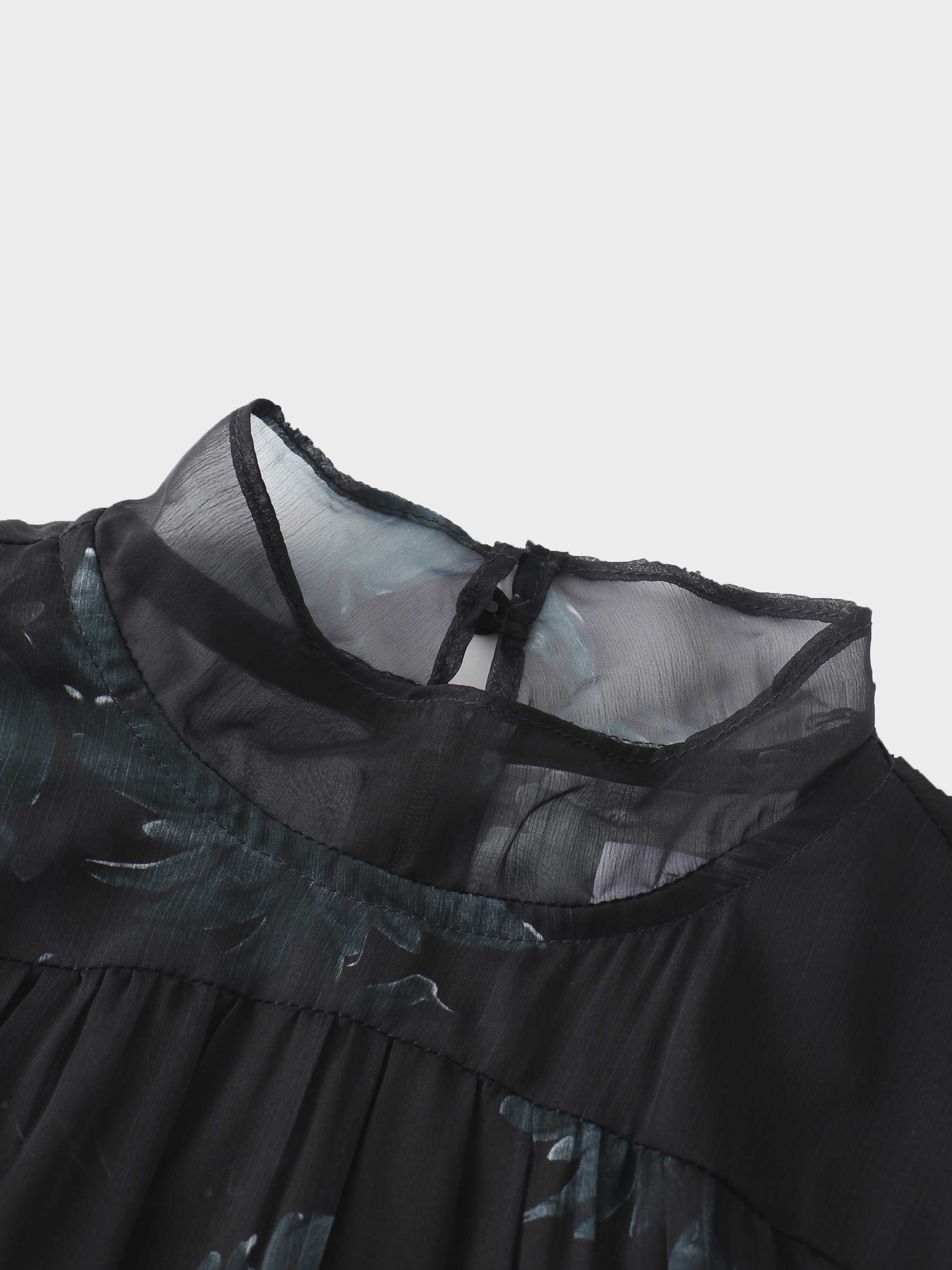 Asymmetrical Bottom Belted Dress-Green Floral