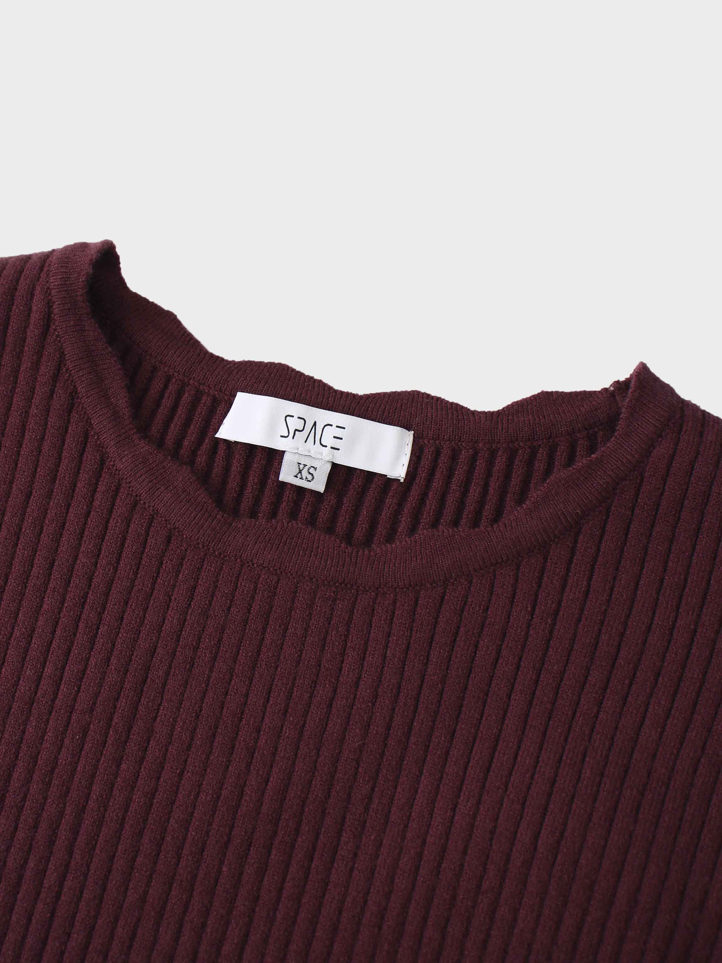 Knit Crop Sweater Dress Set-Burgundy/Pink