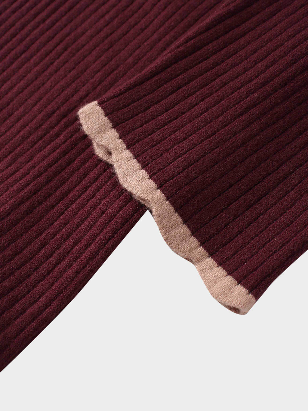 Knit Crop Sweater Dress Set-Burgundy/Pink