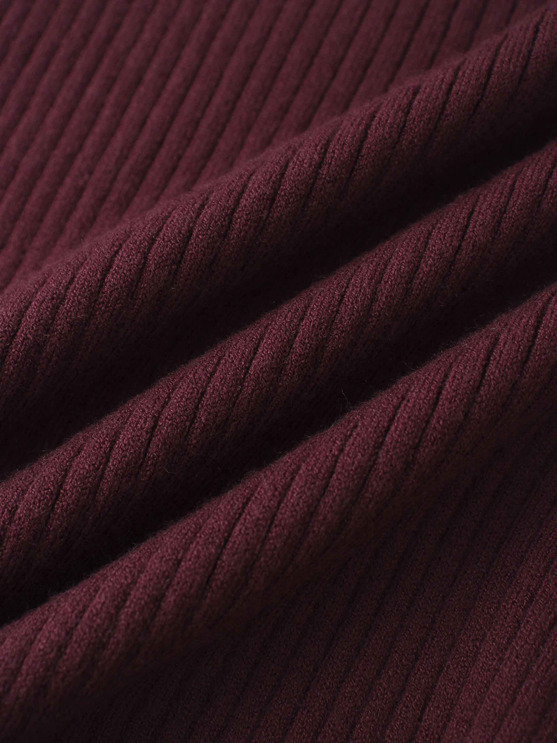 Knit Crop Sweater Dress Set-Burgundy/Pink
