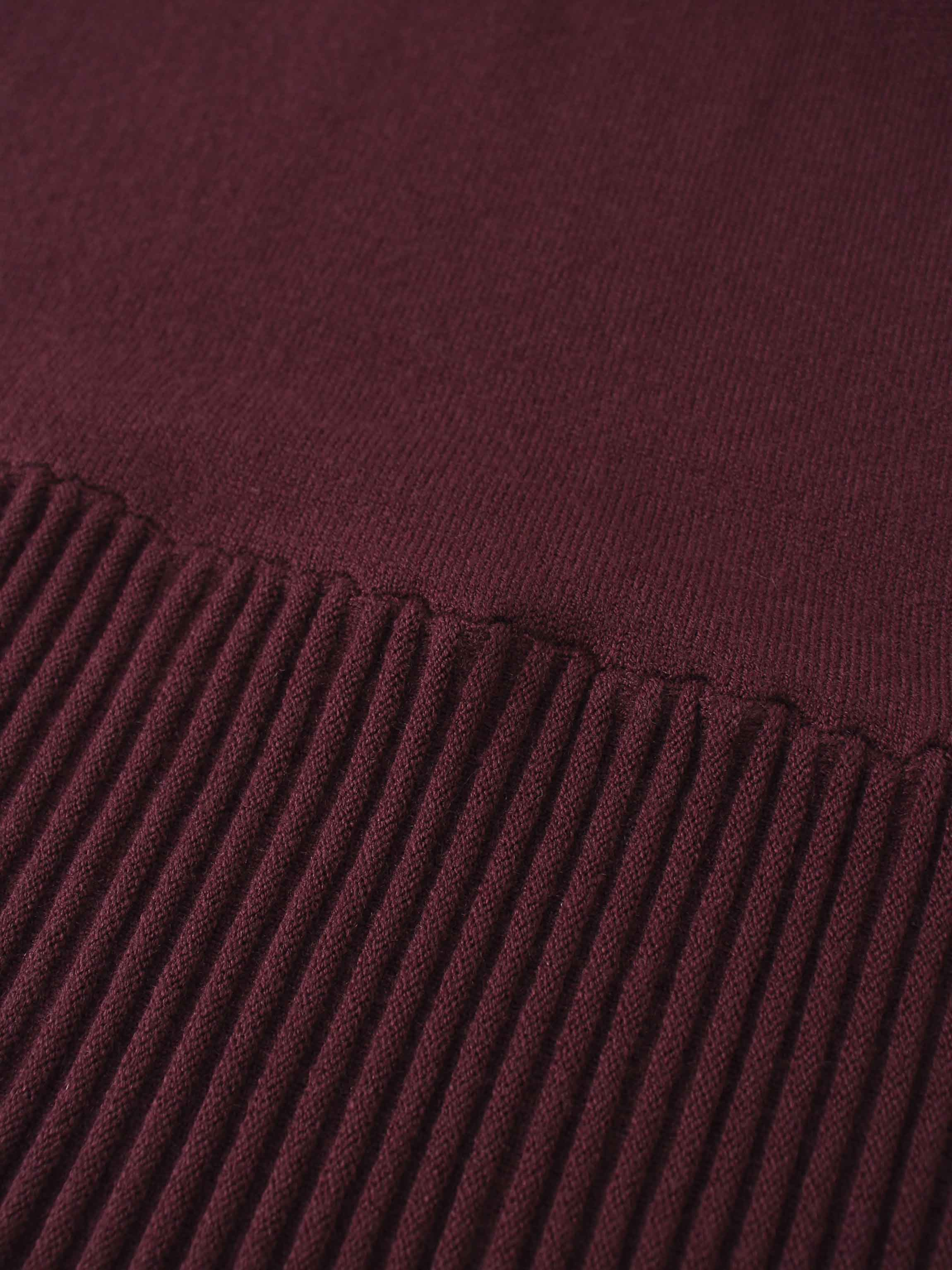 Knit Crop Sweater Dress Set-Burgundy/Pink