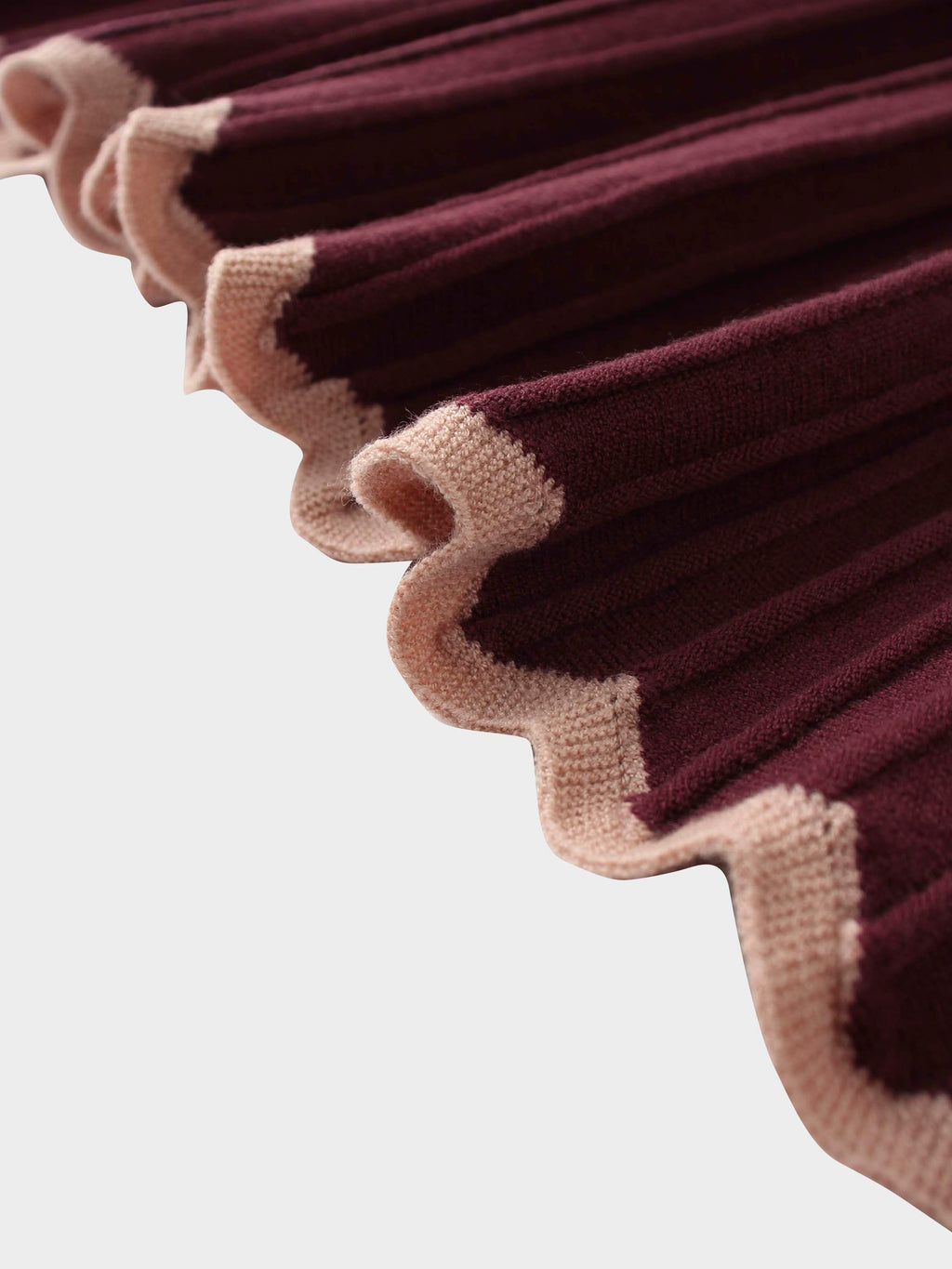 Knit Crop Sweater Dress Set-Burgundy/Pink