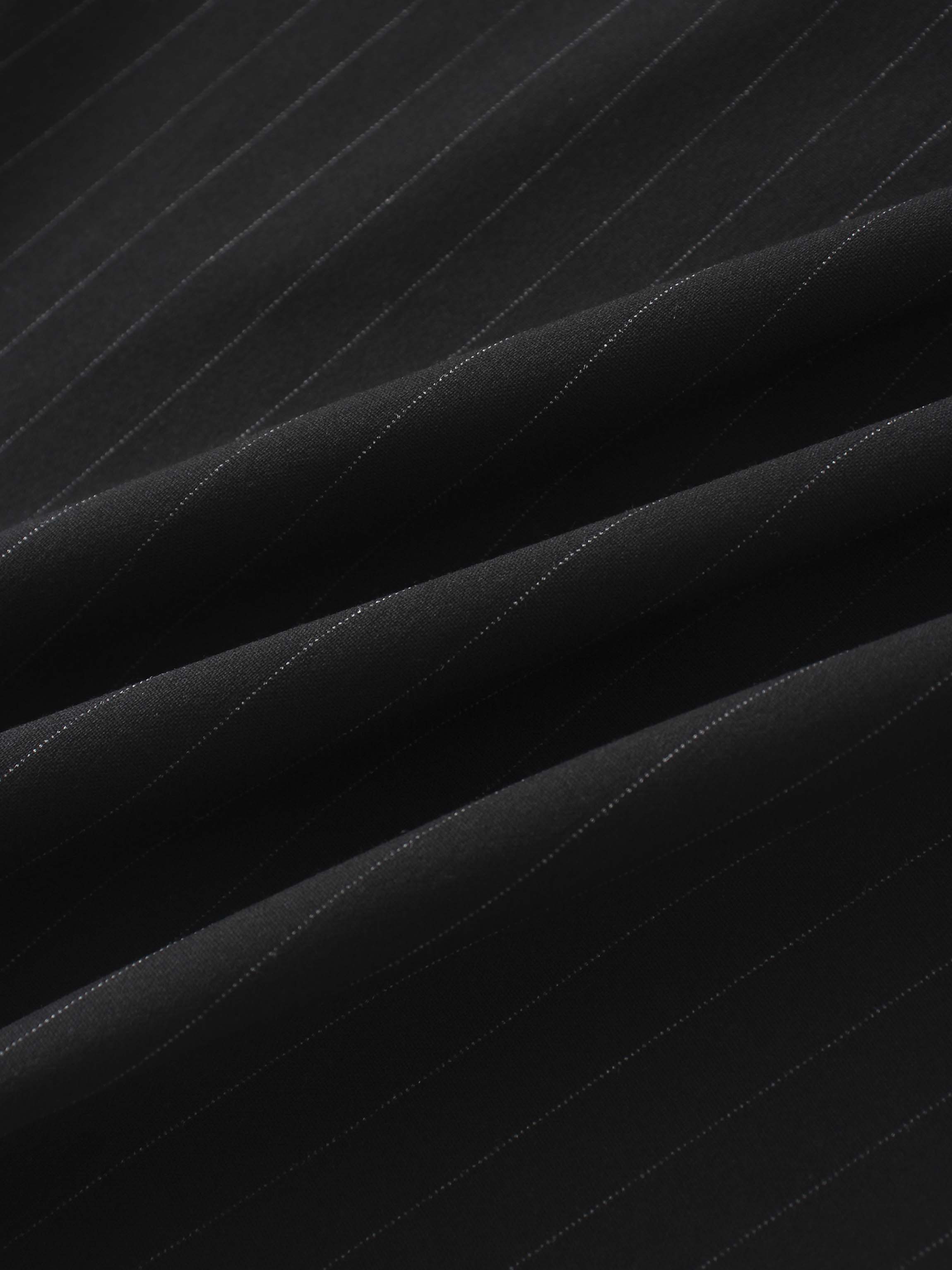 Faux Wrap Pleated Front Buckle Skirt-Pinstripe/Plaid