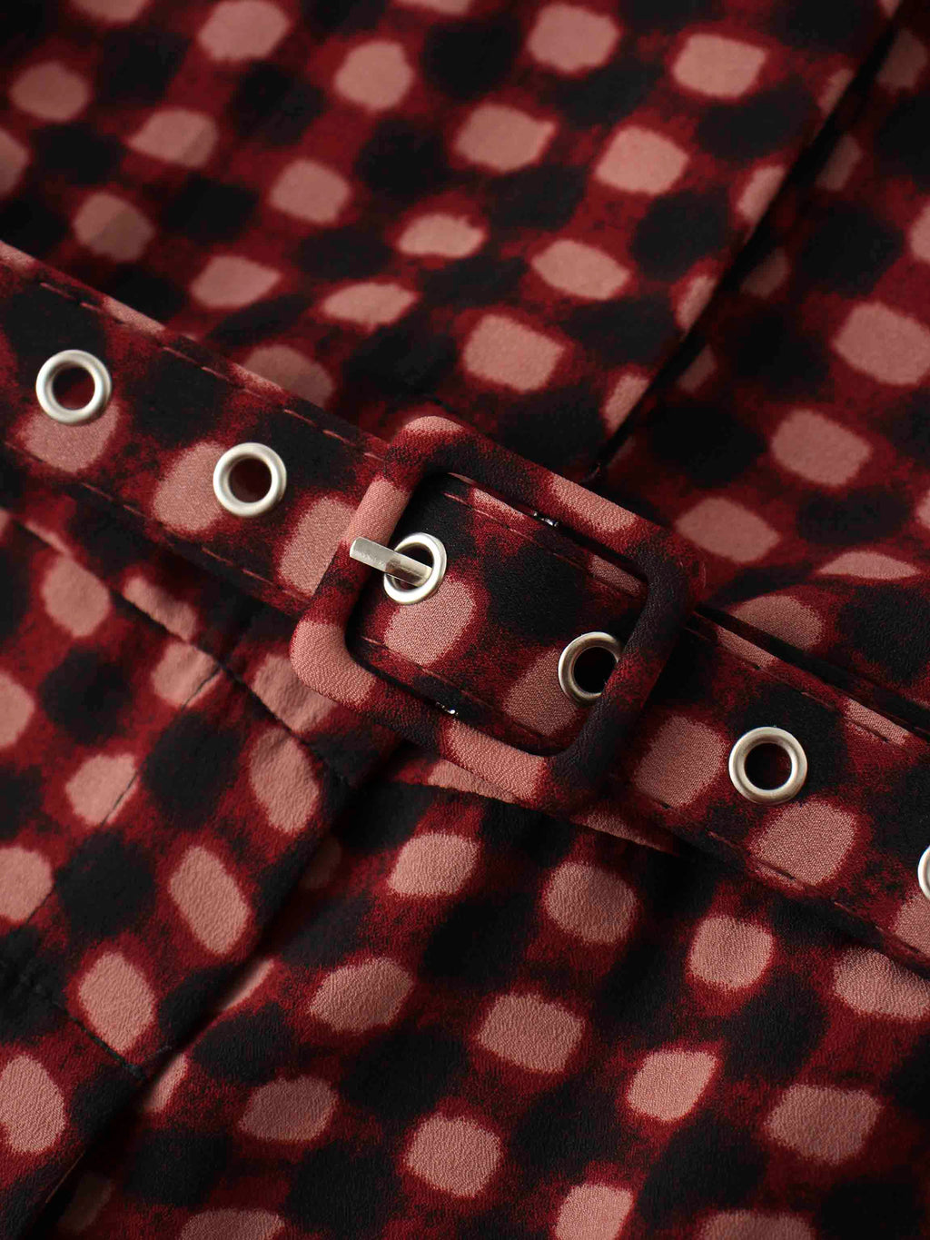 Basic Belted A-Line Dress-Burgundy/Pink