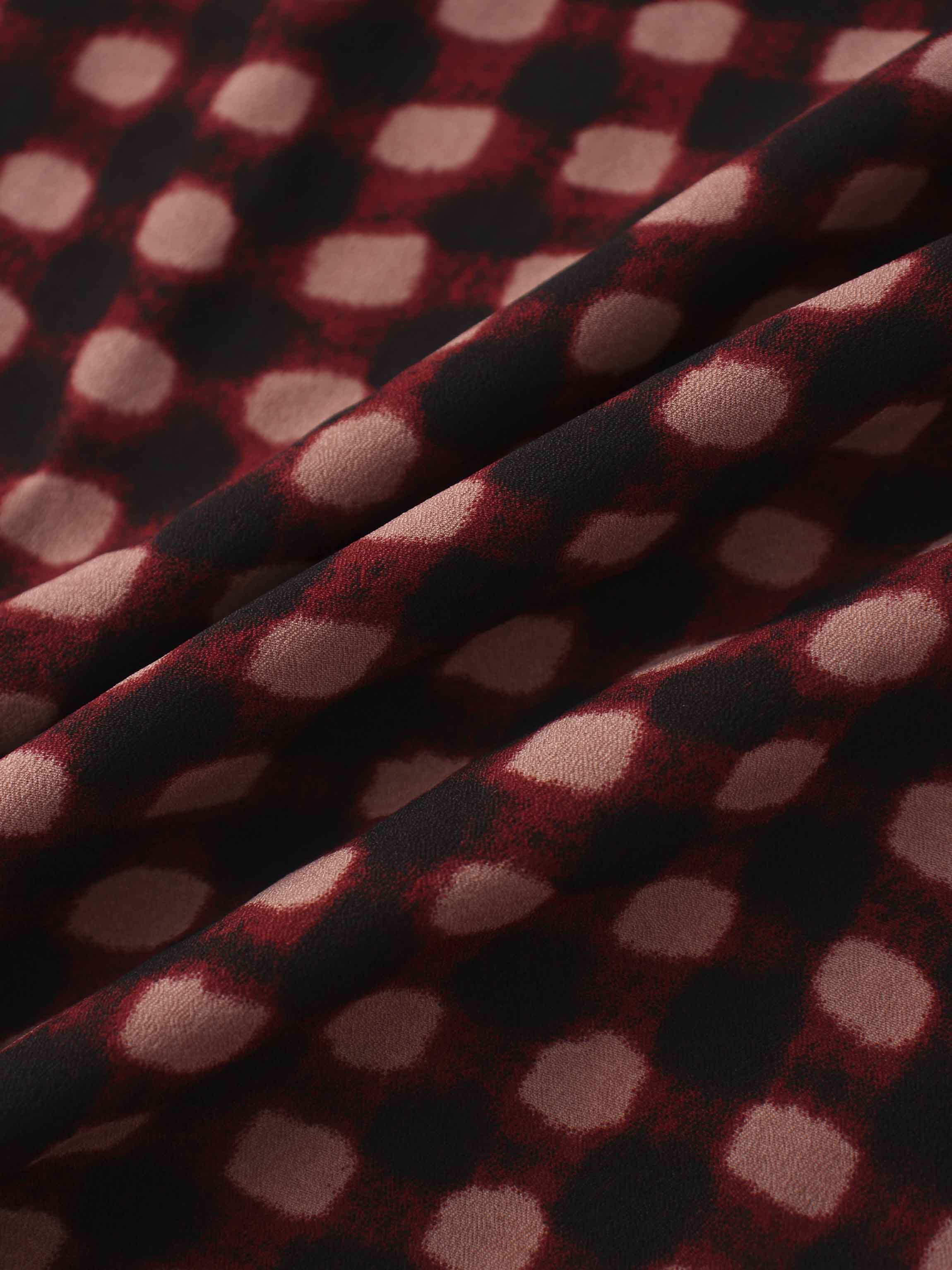 Basic Belted A-Line Dress-Burgundy/Pink