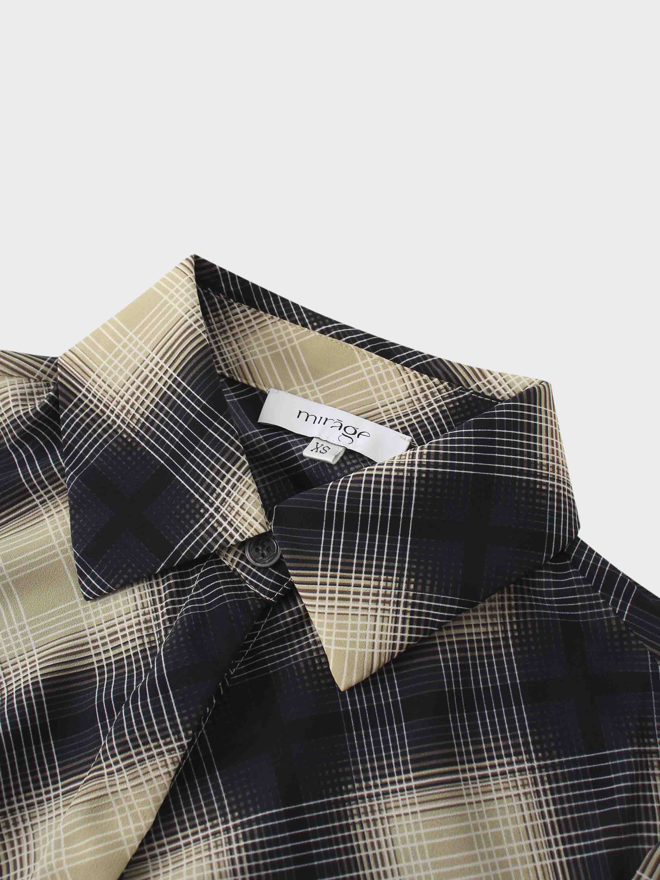 Basic Belted A-Line Dress-Black/White Plaid