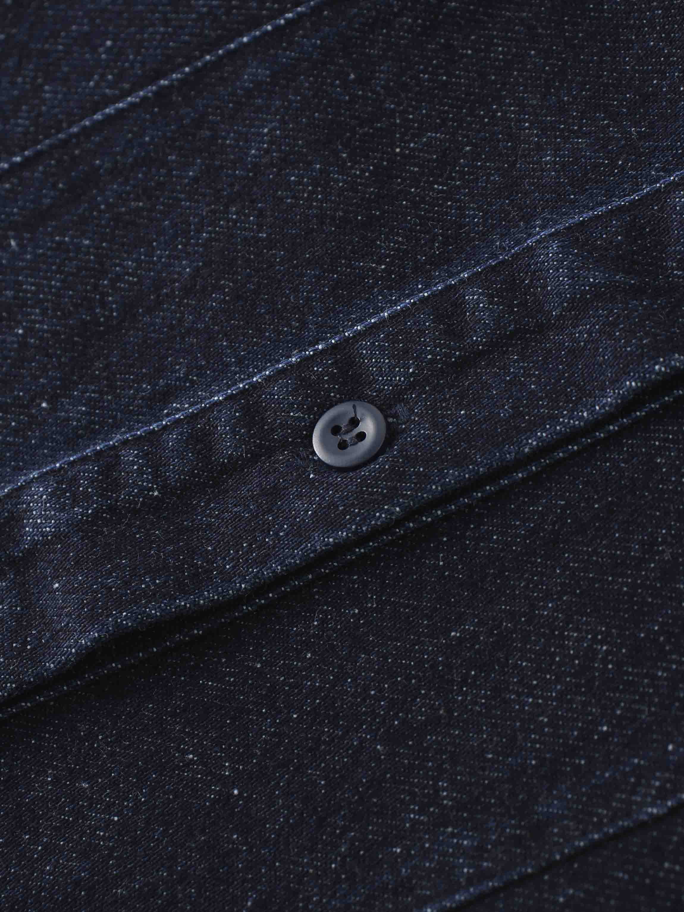 Puff Sleeve Denim Shirt-Blue