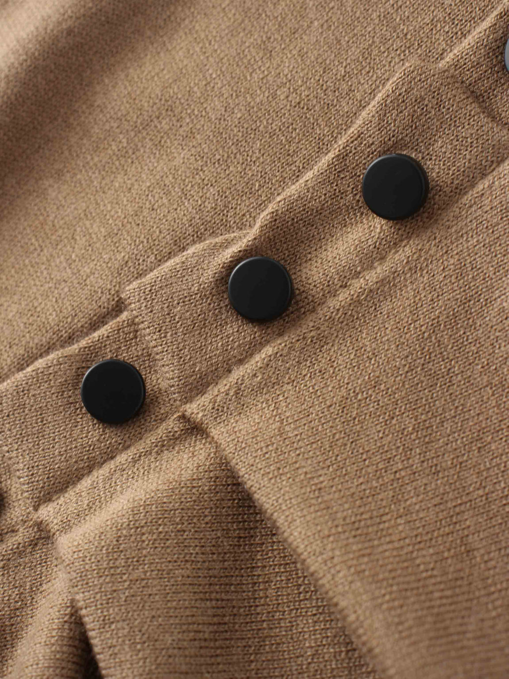 Side Shirred Button Down Knit-Camel