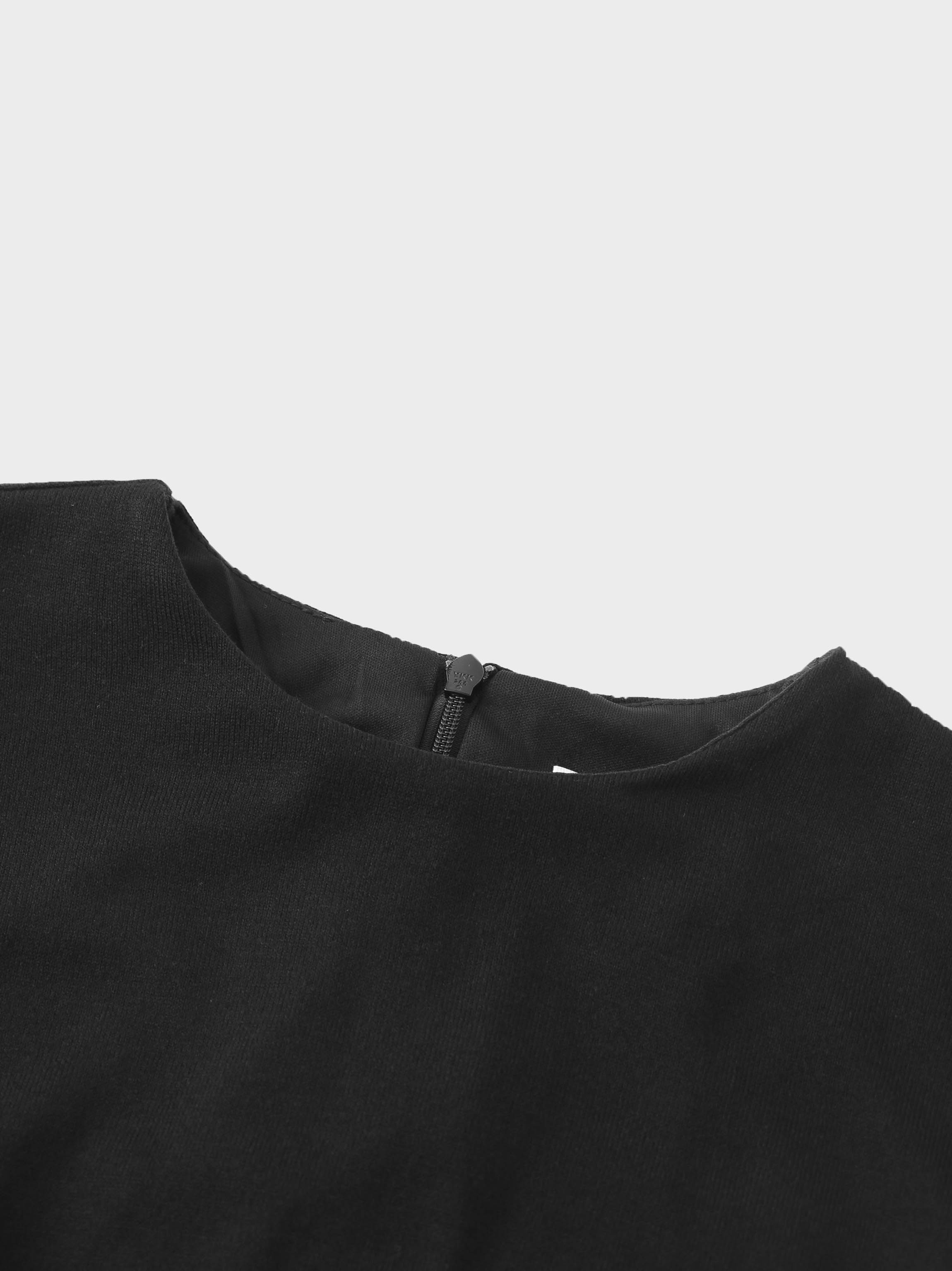 Side Shirred Button Down Knit-Black