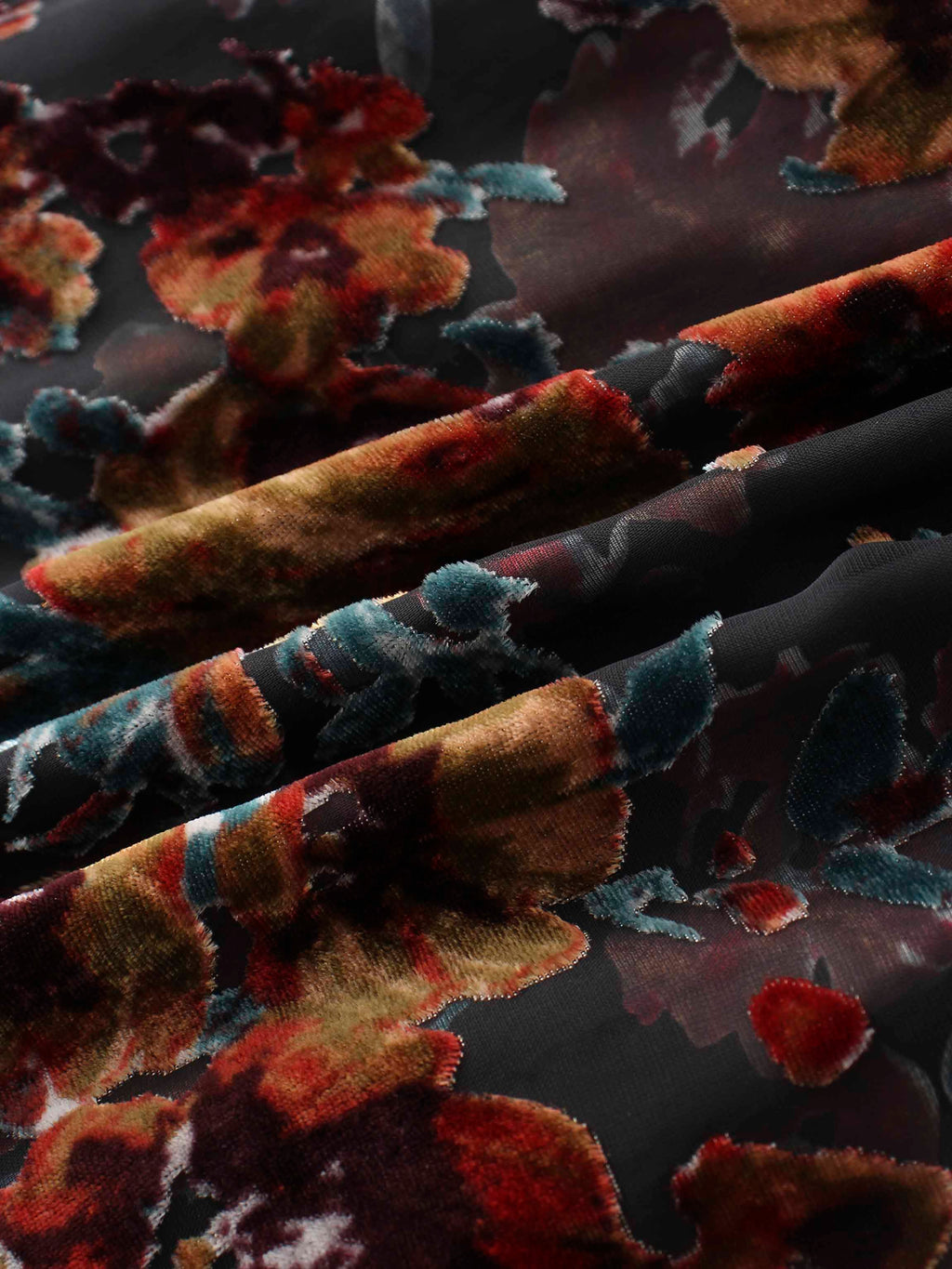 Waisted Yoke Dress-Colored Velvet Floral