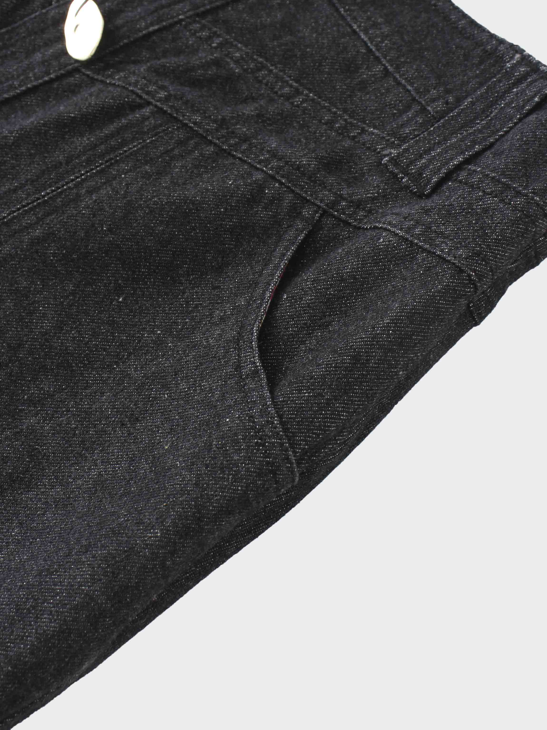 Button Design Denim Skirt-Black