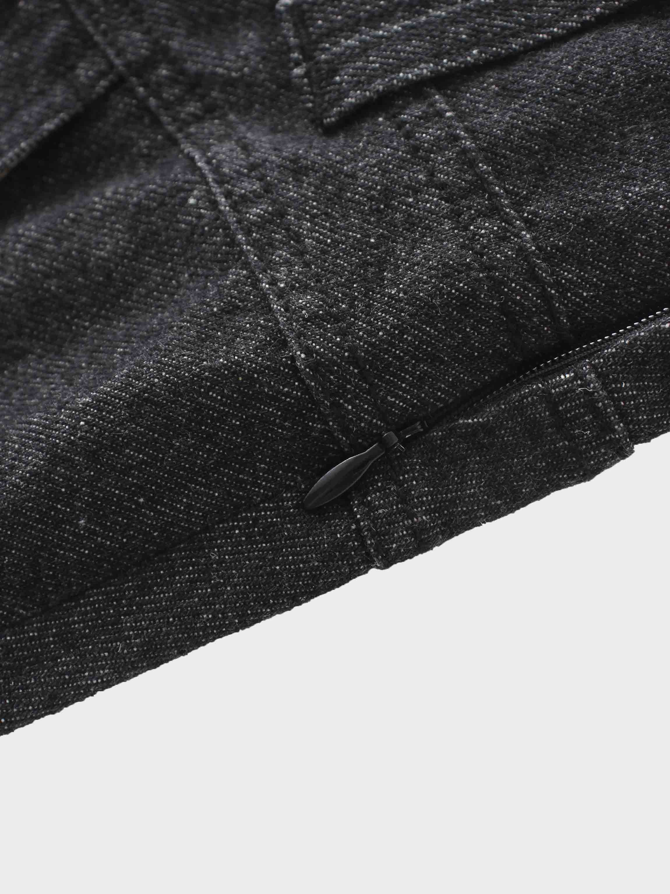 Button Design Denim Skirt-Black