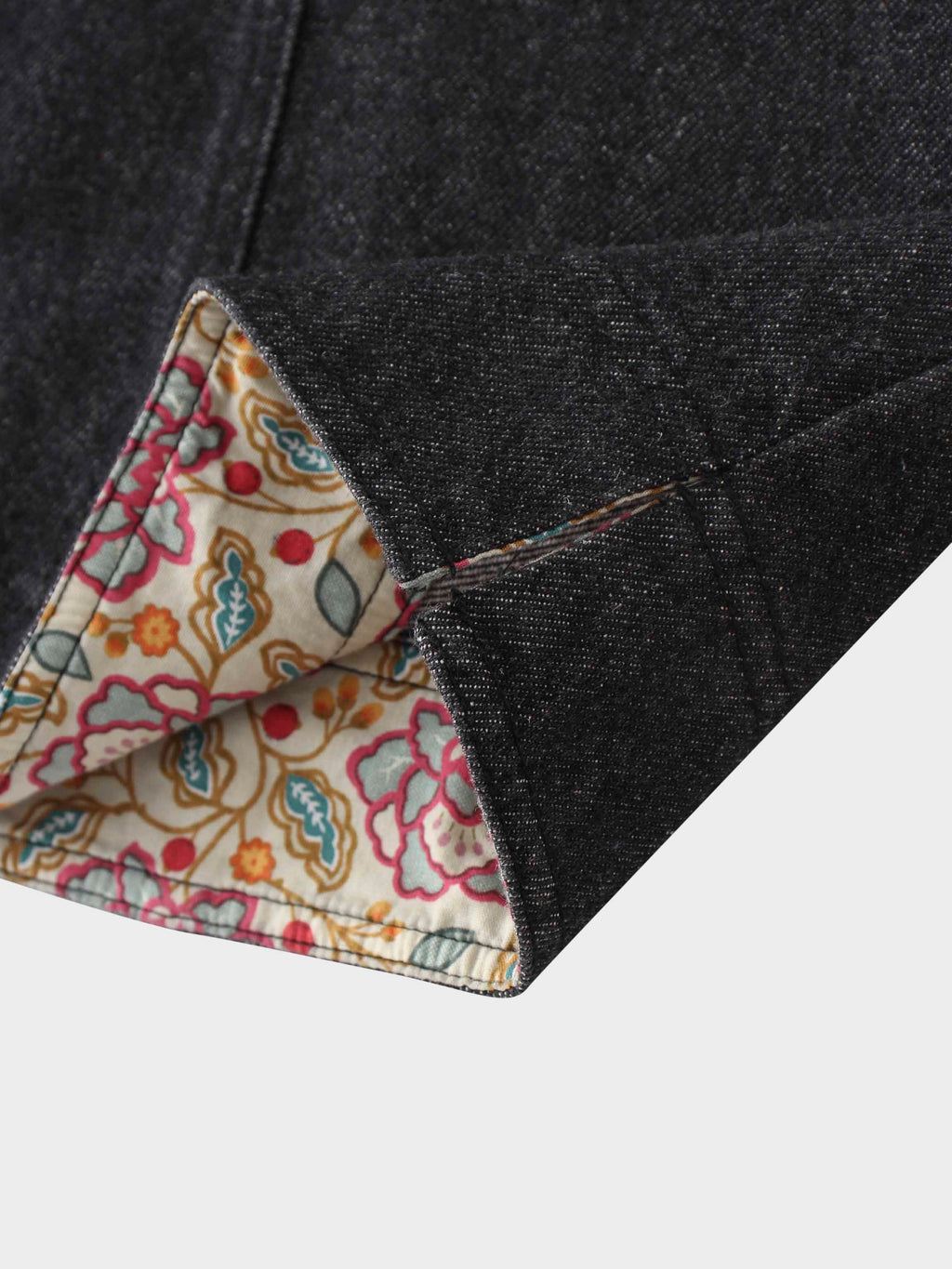 Button Design Denim Skirt-Black