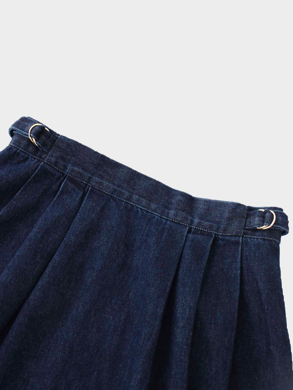 Side Buckle Denim Skirt-Blue