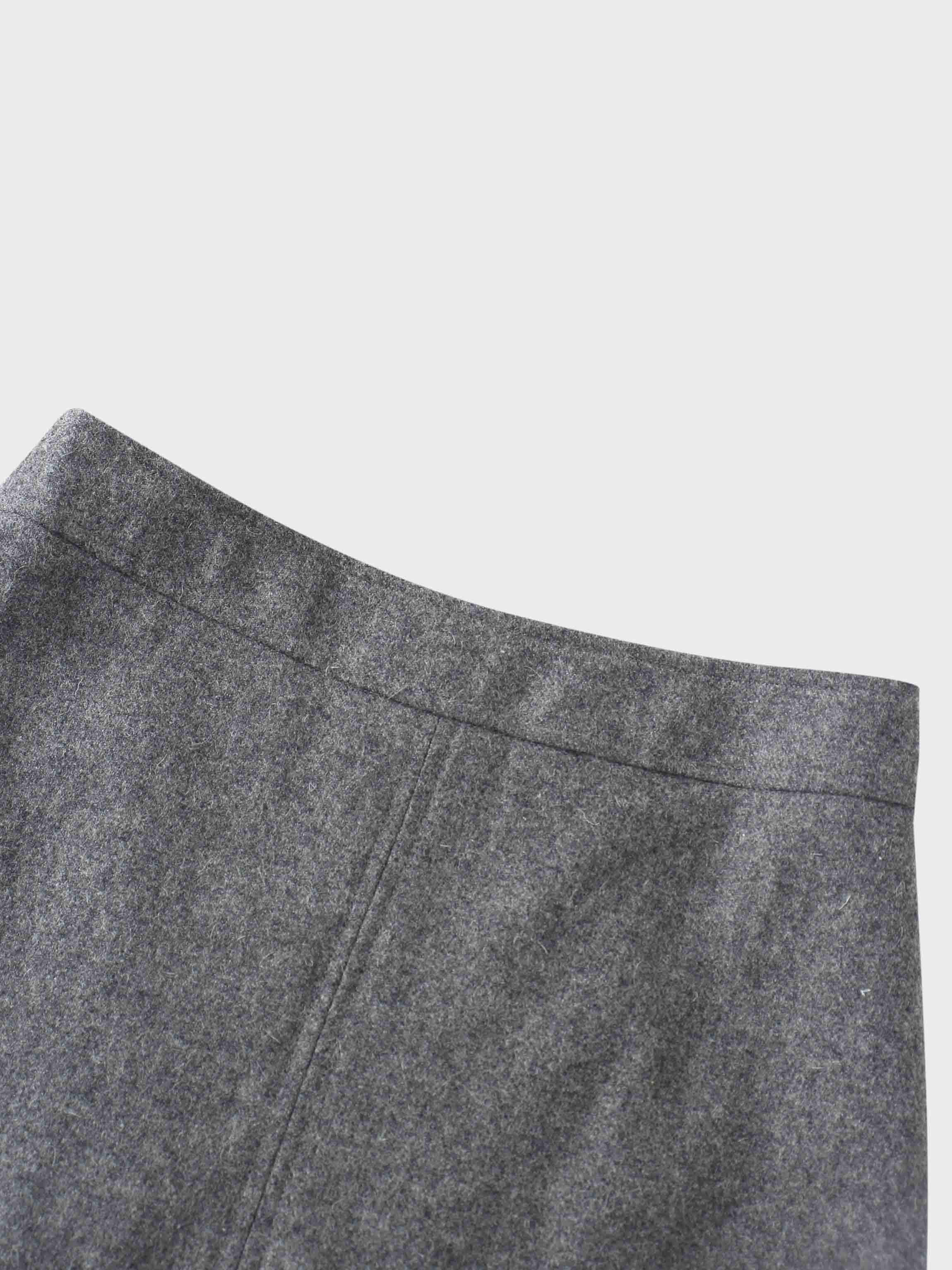 Wool Blend Short Panel Skirt-Charcoal Grey
