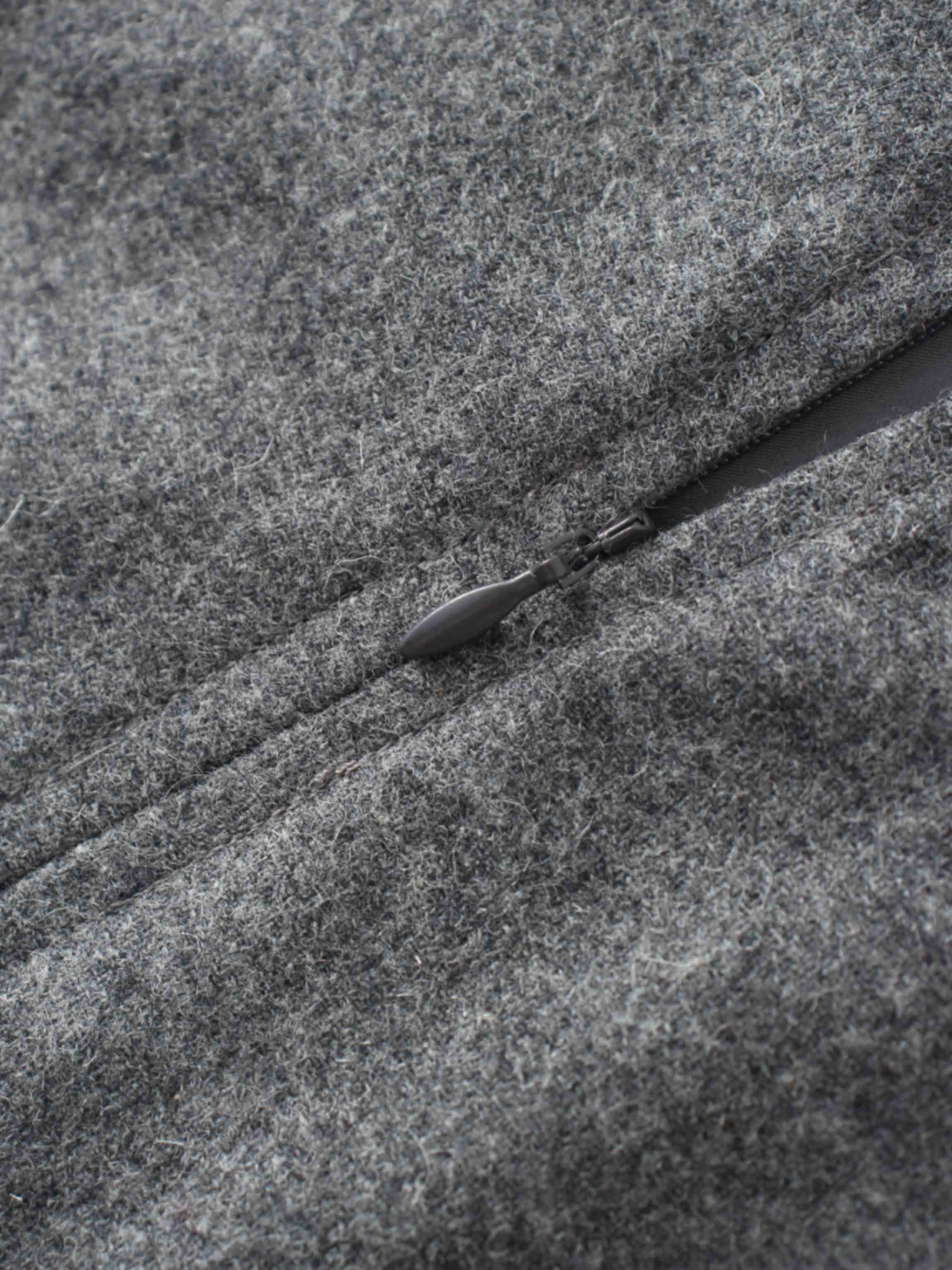 Wool Blend Short Panel Skirt-Charcoal Grey