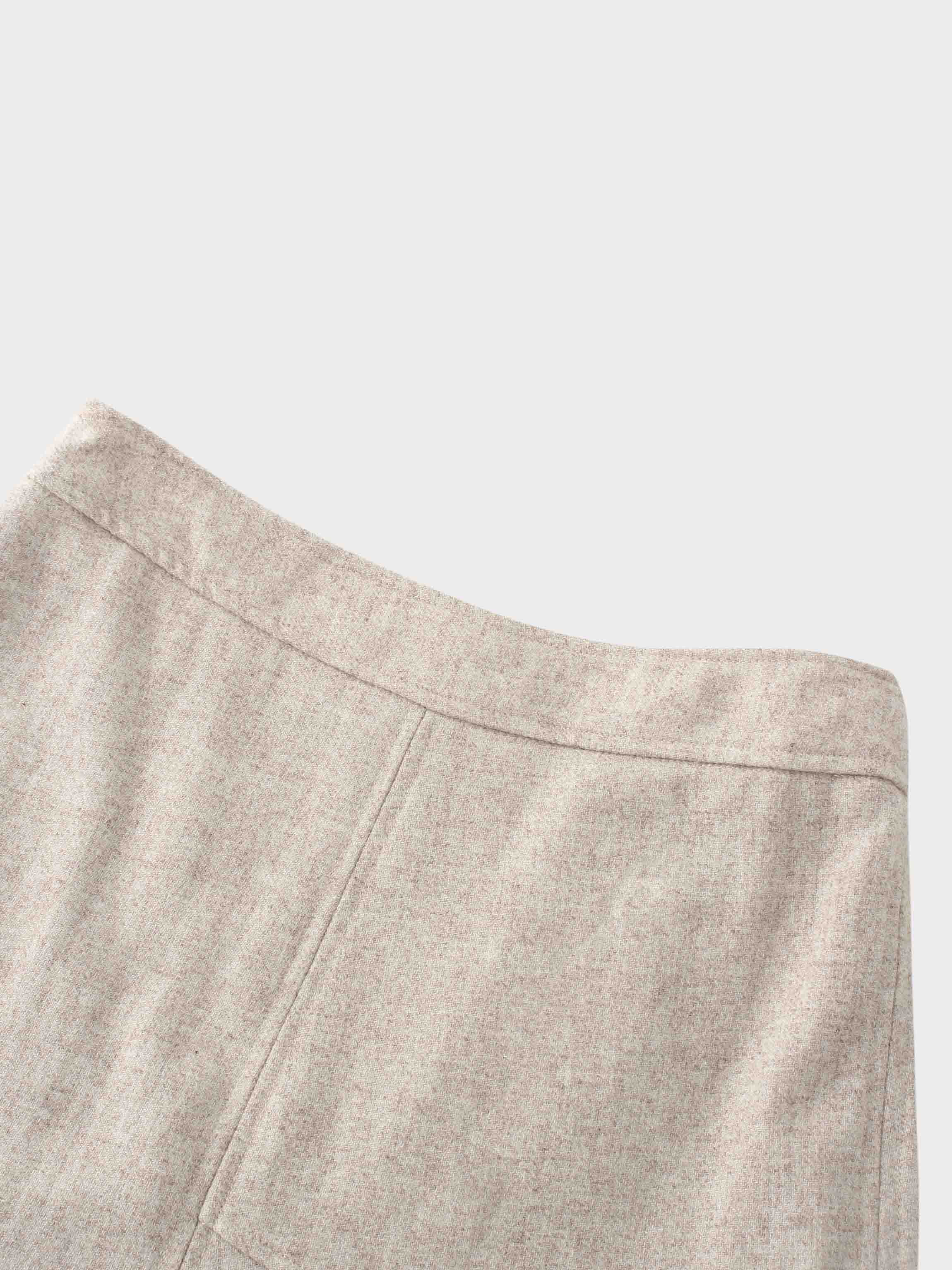 Wool Blend Short Panel Skirt-Oatmeal