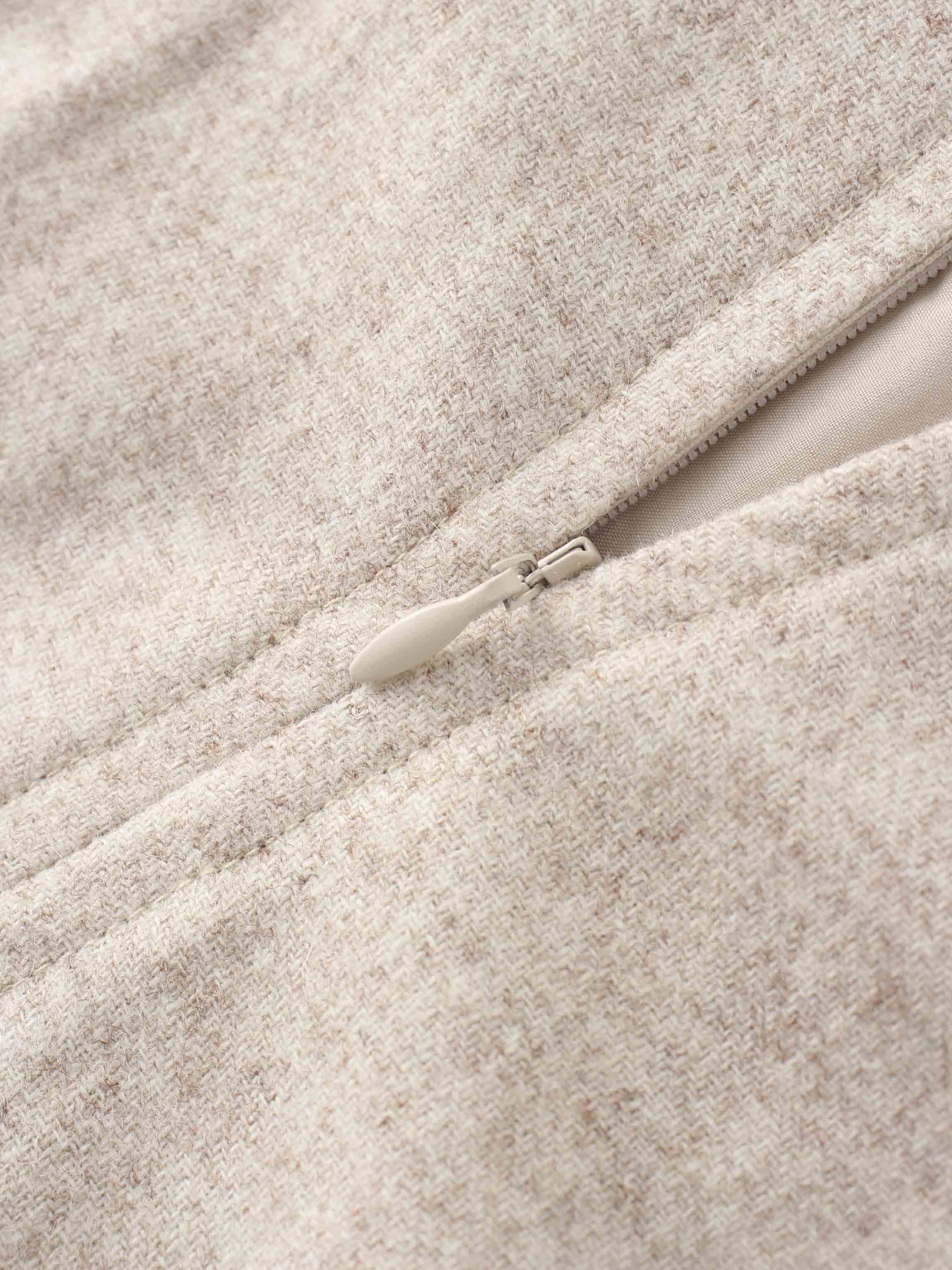 Wool Blend Short Panel Skirt-Oatmeal