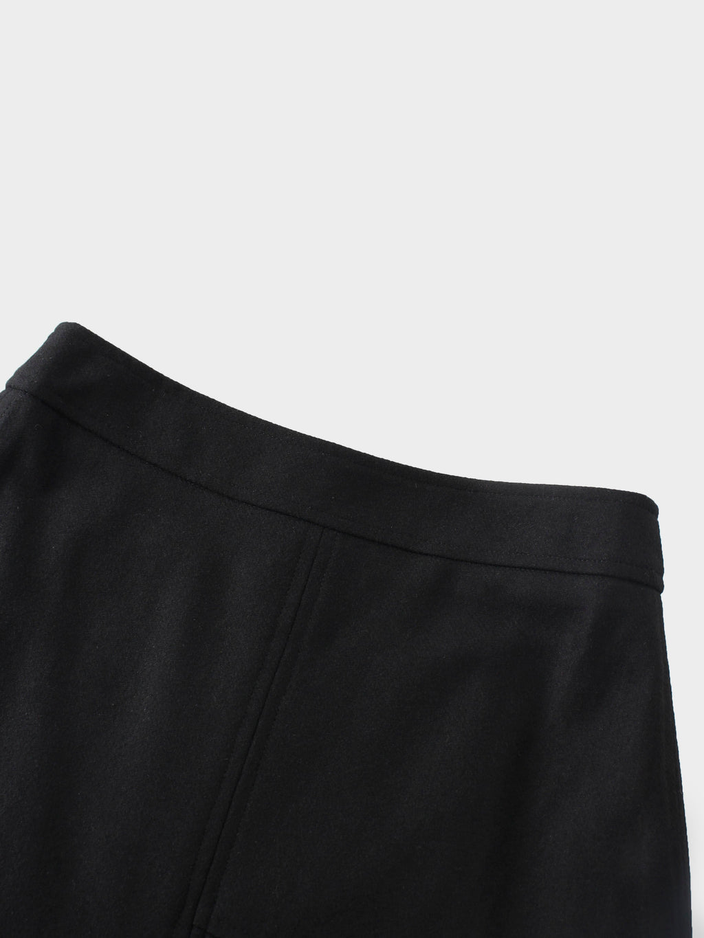 Wool Blend Short Panel Skirt-Black