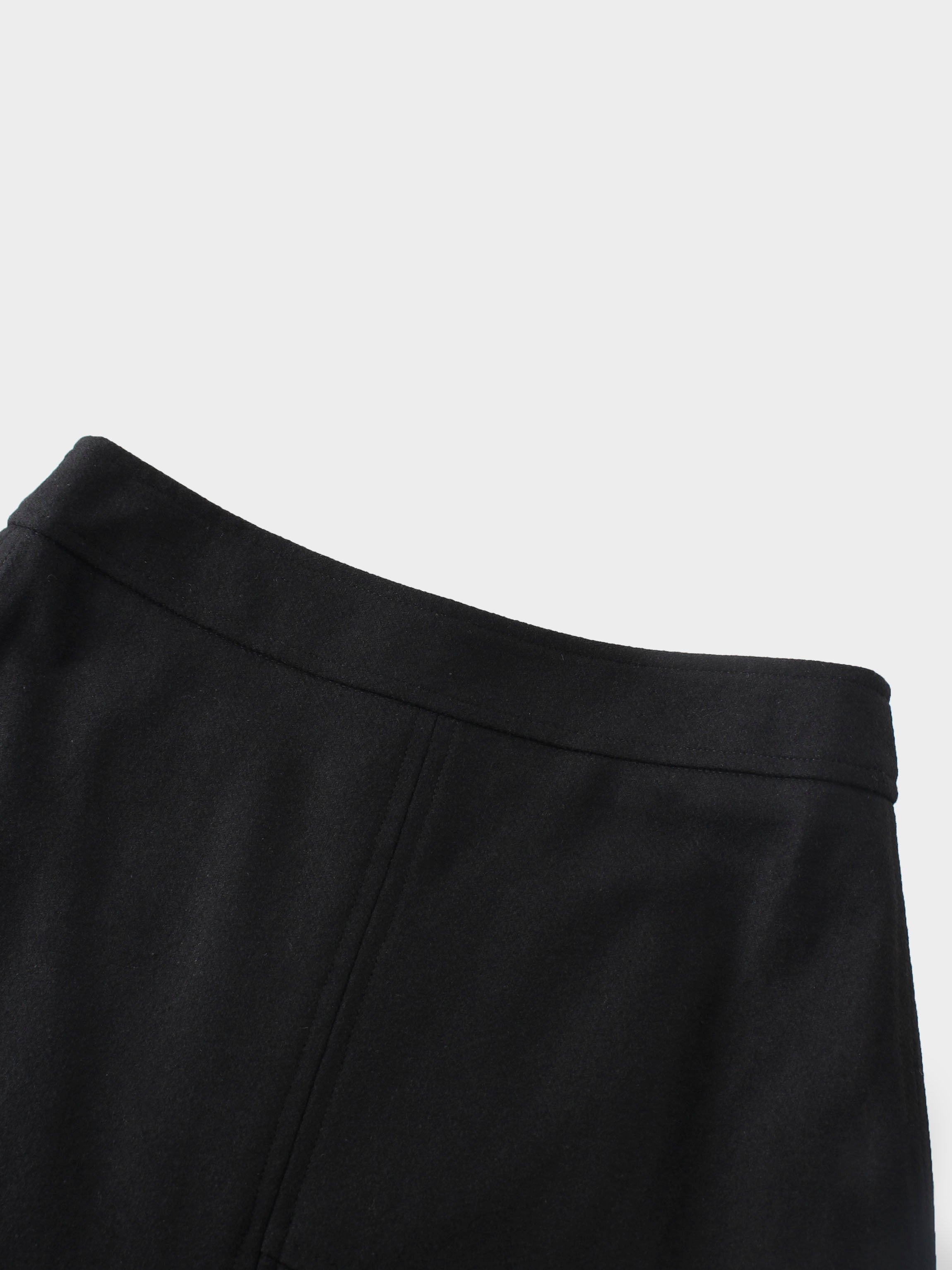 Wool Blend Short Panel Skirt-Black