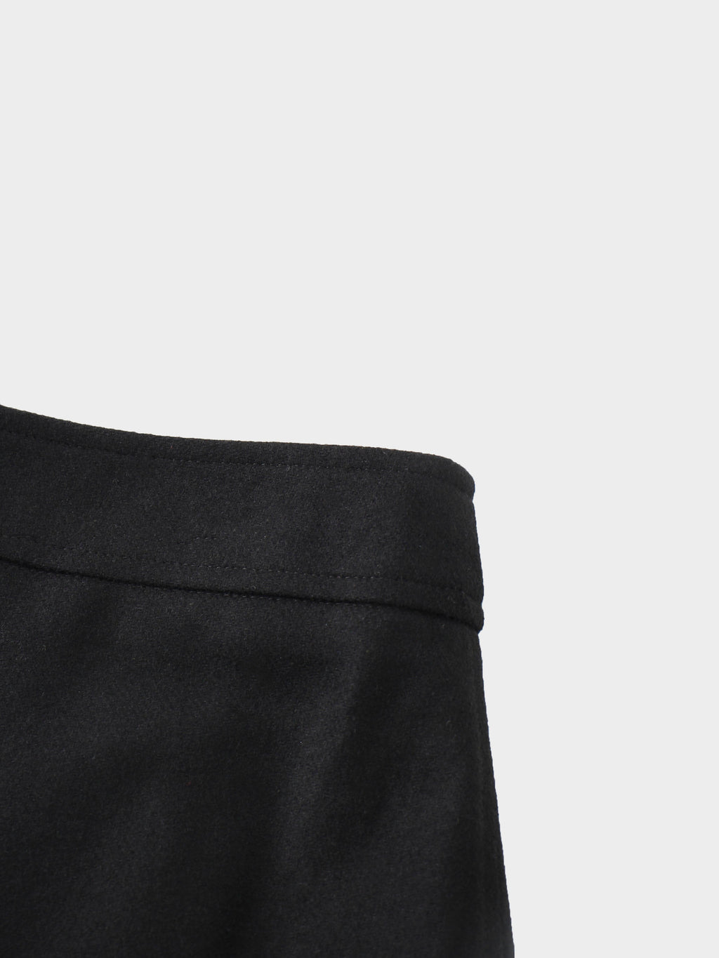 Wool Blend Short Panel Skirt-Black