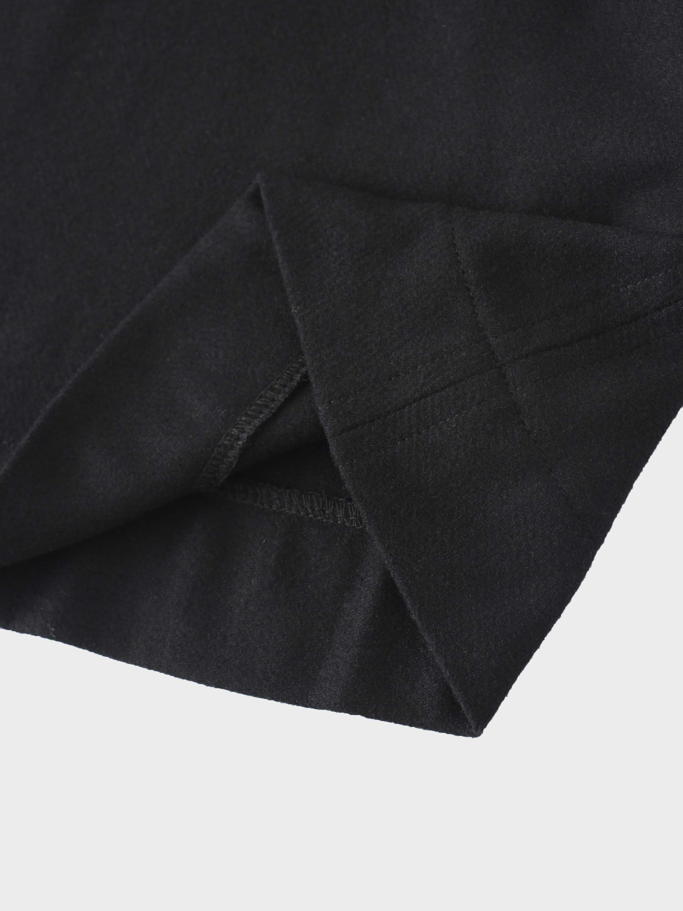 Wool Blend Short Panel Skirt-Black