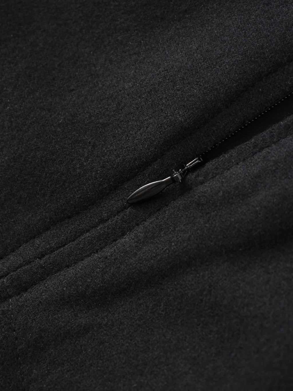 Wool Blend Short Panel Skirt-Black