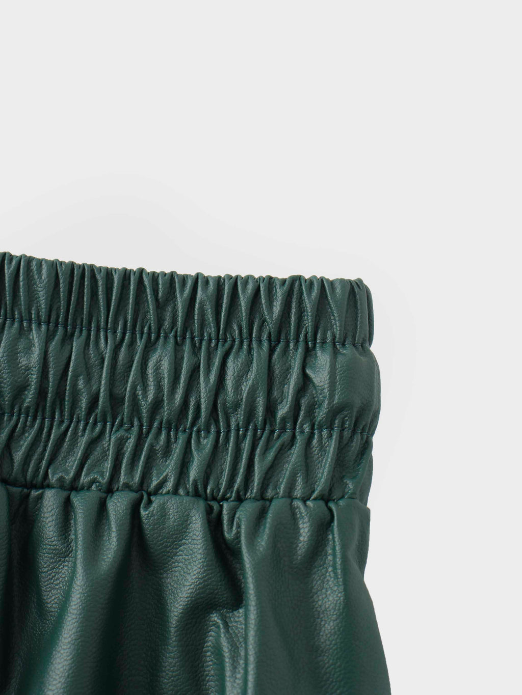 Drawstring Faux Leather Skirt-Hunter Green
