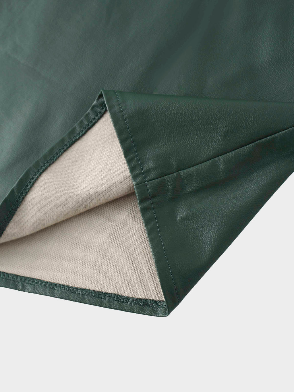 Drawstring Faux Leather Skirt-Hunter Green