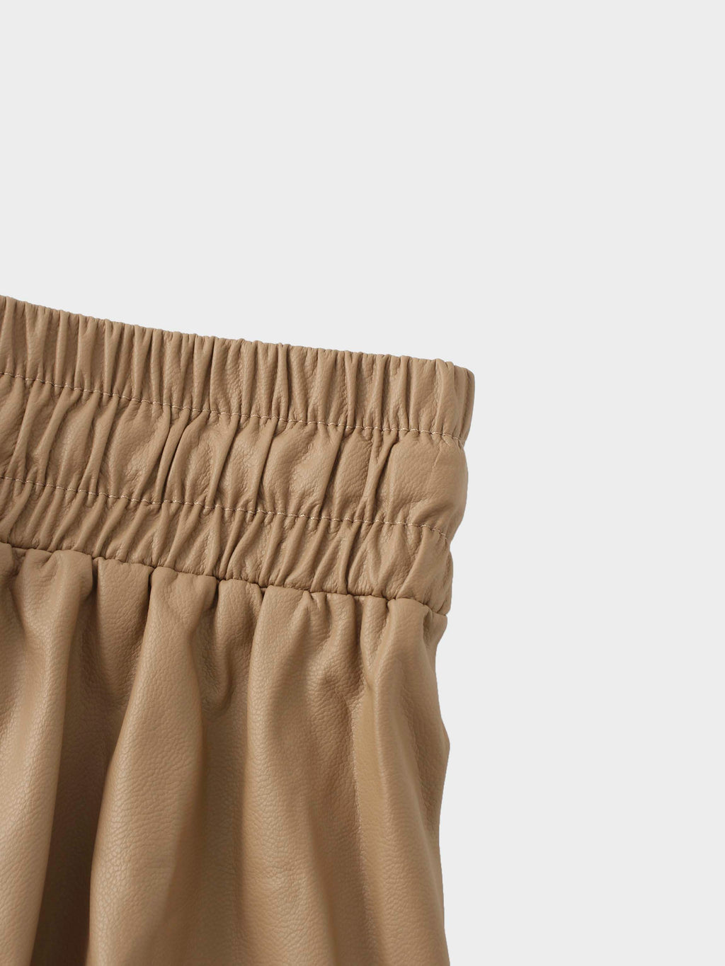 Drawstring Faux Leather Skirt-Camel