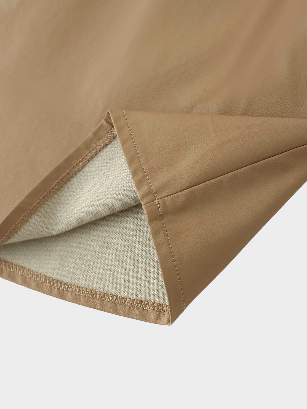 Drawstring Faux Leather Skirt-Camel