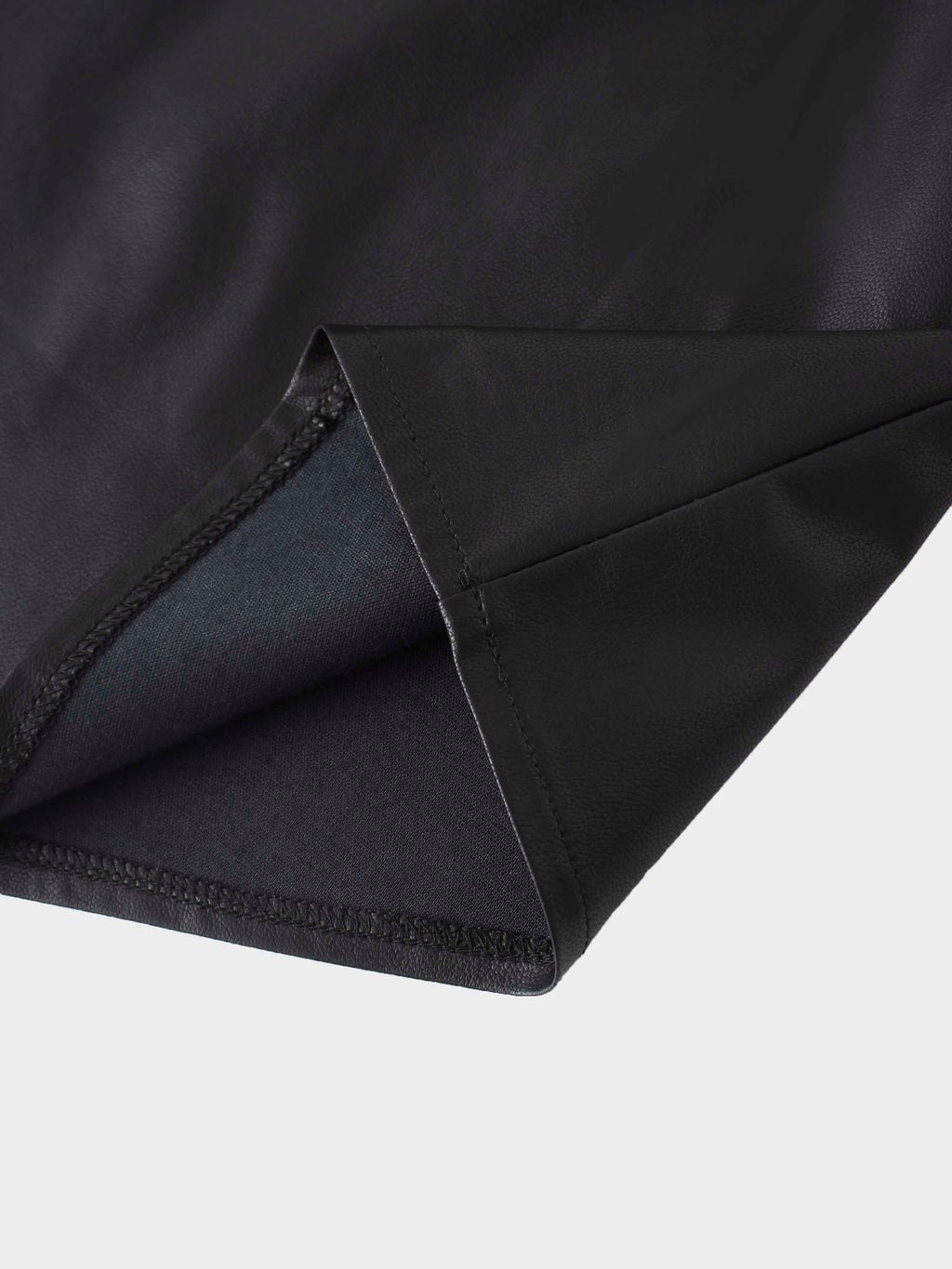 Drawstring Faux Leather Skirt-Black