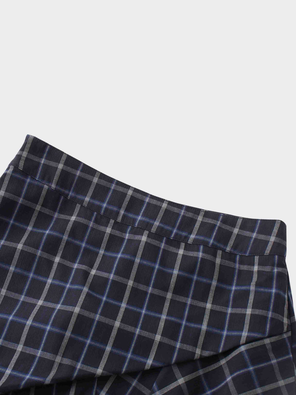 Gathered Overlay Skirt-Blue Plaid